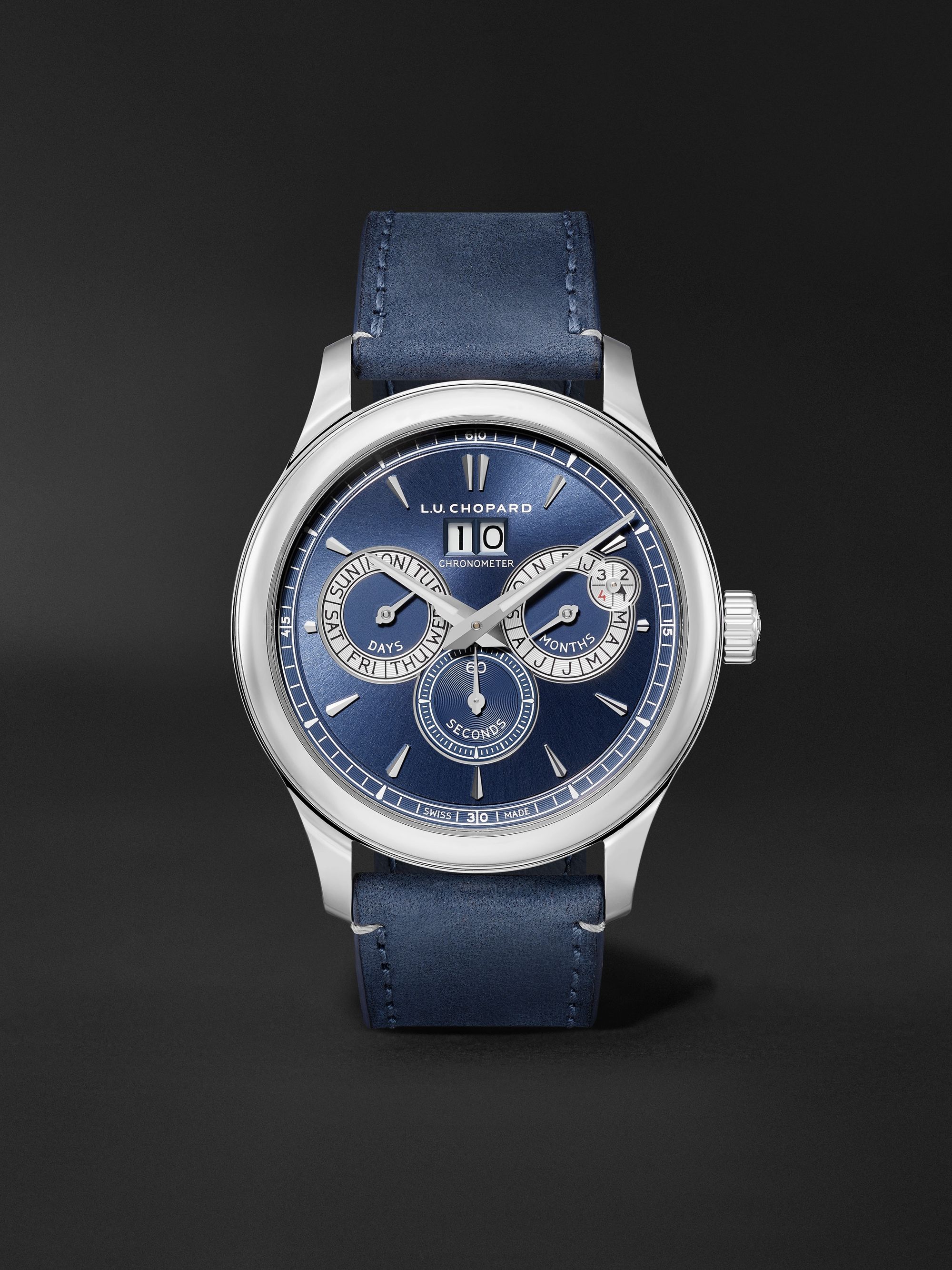 L.U.C Perpetual Twin Automatic Perpetual Calendar 43mm Stainless Steel and  Nubuck Watch, Ref. No. 168561-3003