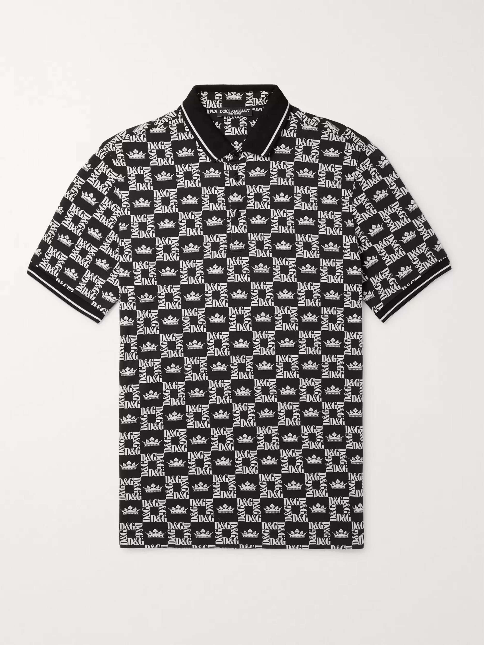 DOLCE & GABBANA Slim-Fit Printed Cotton-Piqué Polo Shirt for Men | MR PORTER
