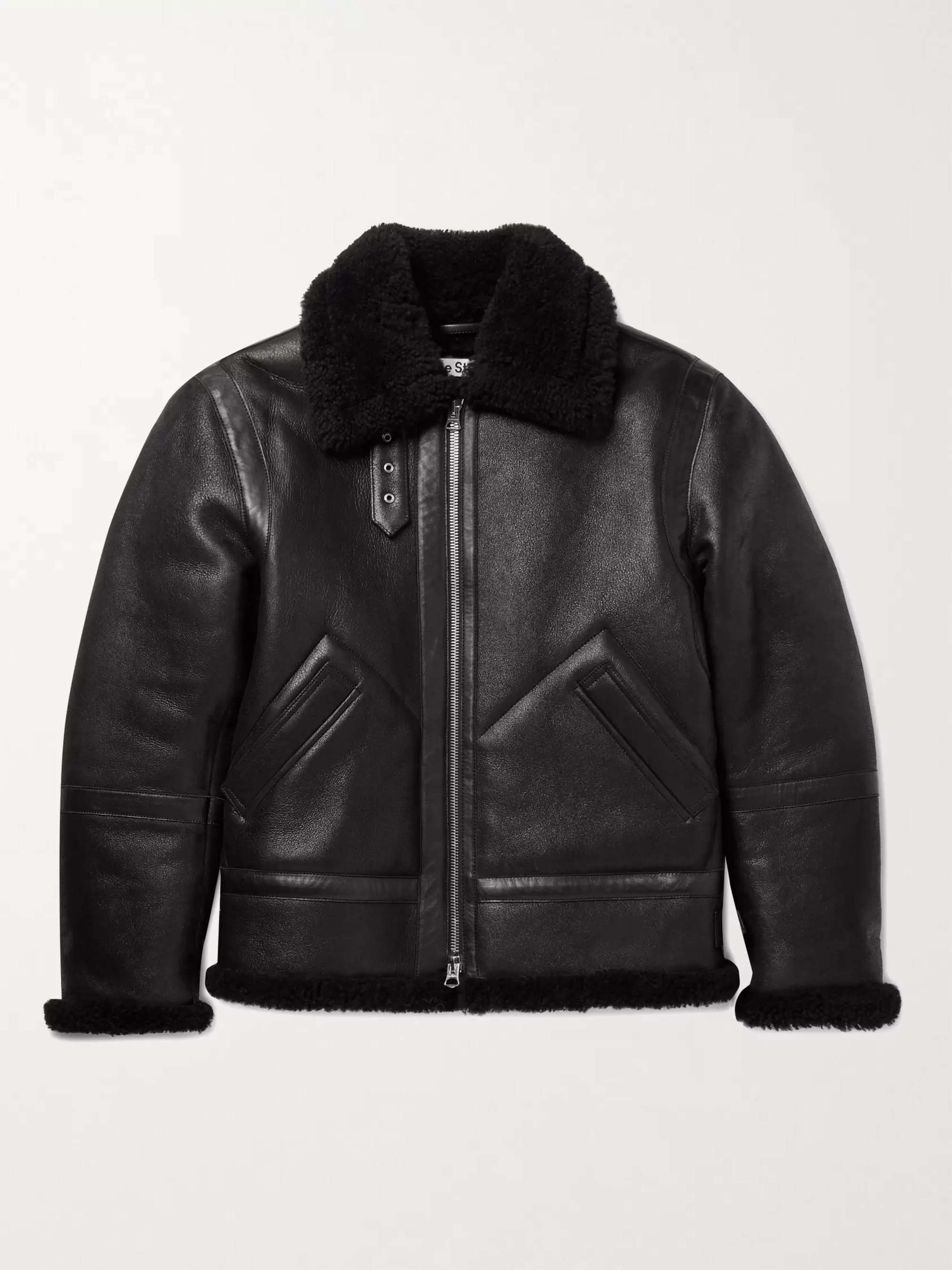ACNE STUDIOS Shearling-Lined Full-Grain Leather Jacket for Men | MR PORTER