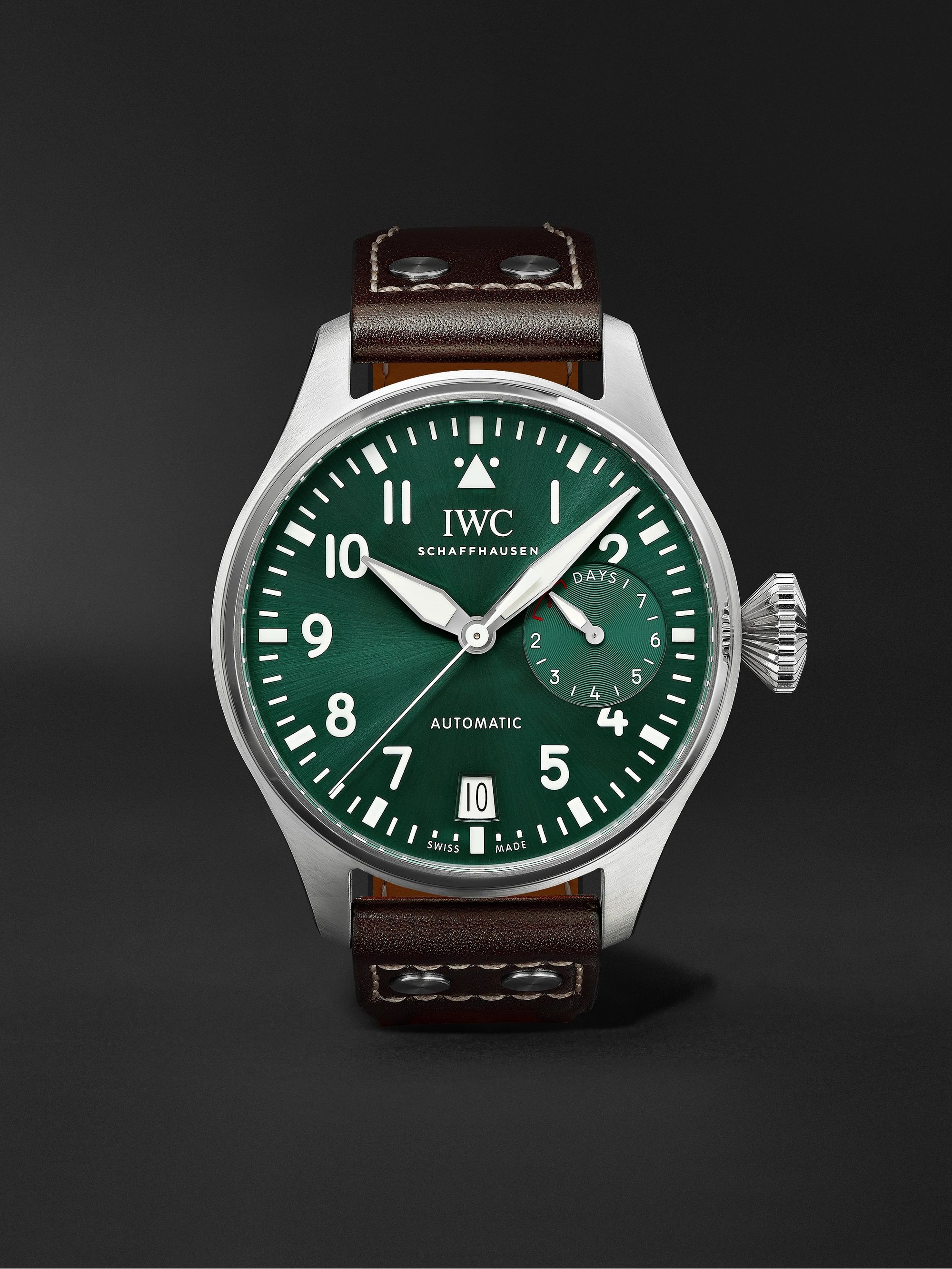 IWC SCHAFFHAUSEN Big Pilot's Automatic 46.2mm Stainless Steel and Leather  Watch, Ref. No. IW501015 | MR PORTER