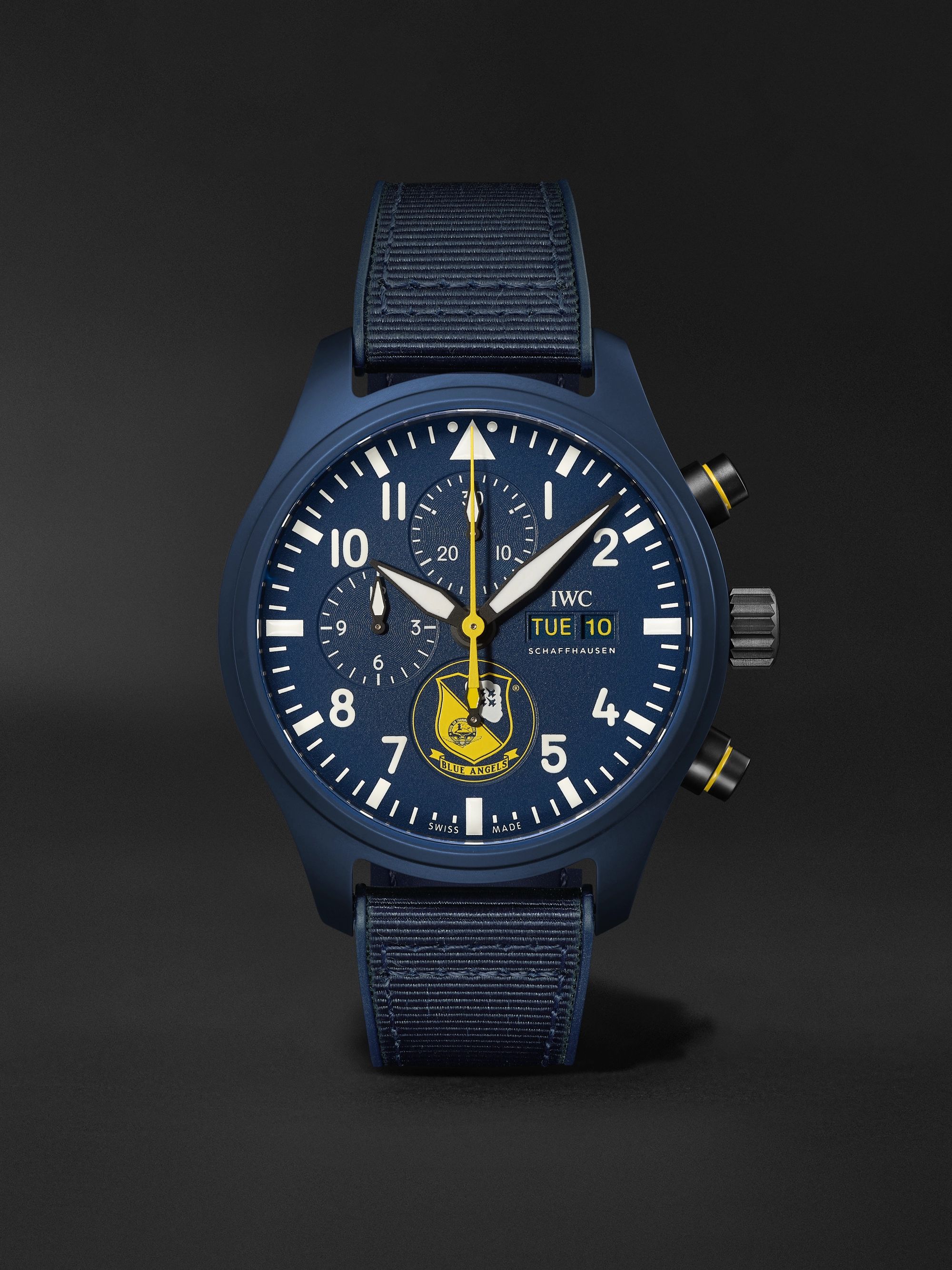 IWC SCHAFFHAUSEN Pilot's Blue Angels II Limited Edition Automatic  Chronograph 44.5mm Ceramic and Textile Watch, Ref. No. IW389109 | MR PORTER