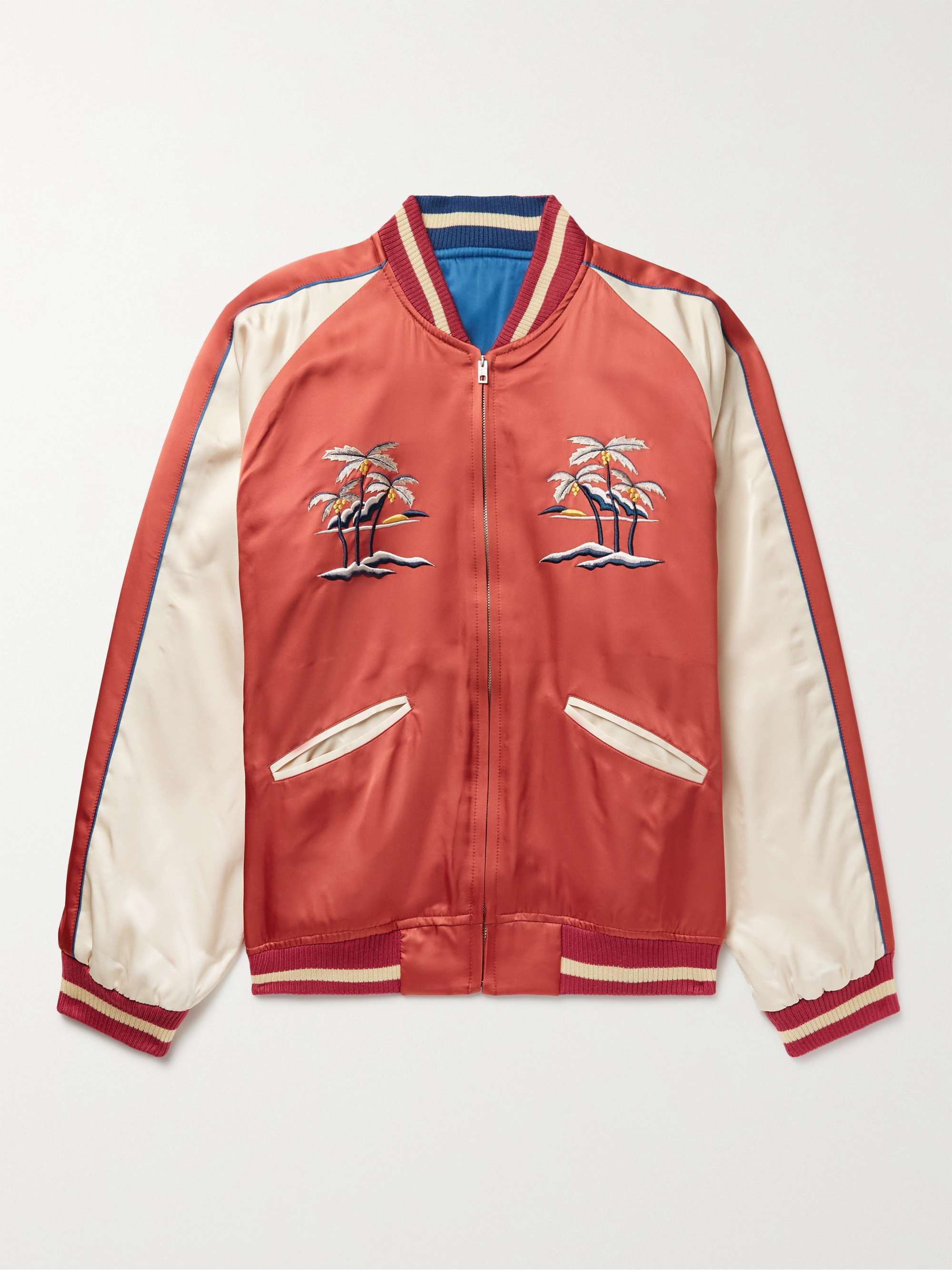 Suka Embroidered Colour-Block Satin Bomber Jacket