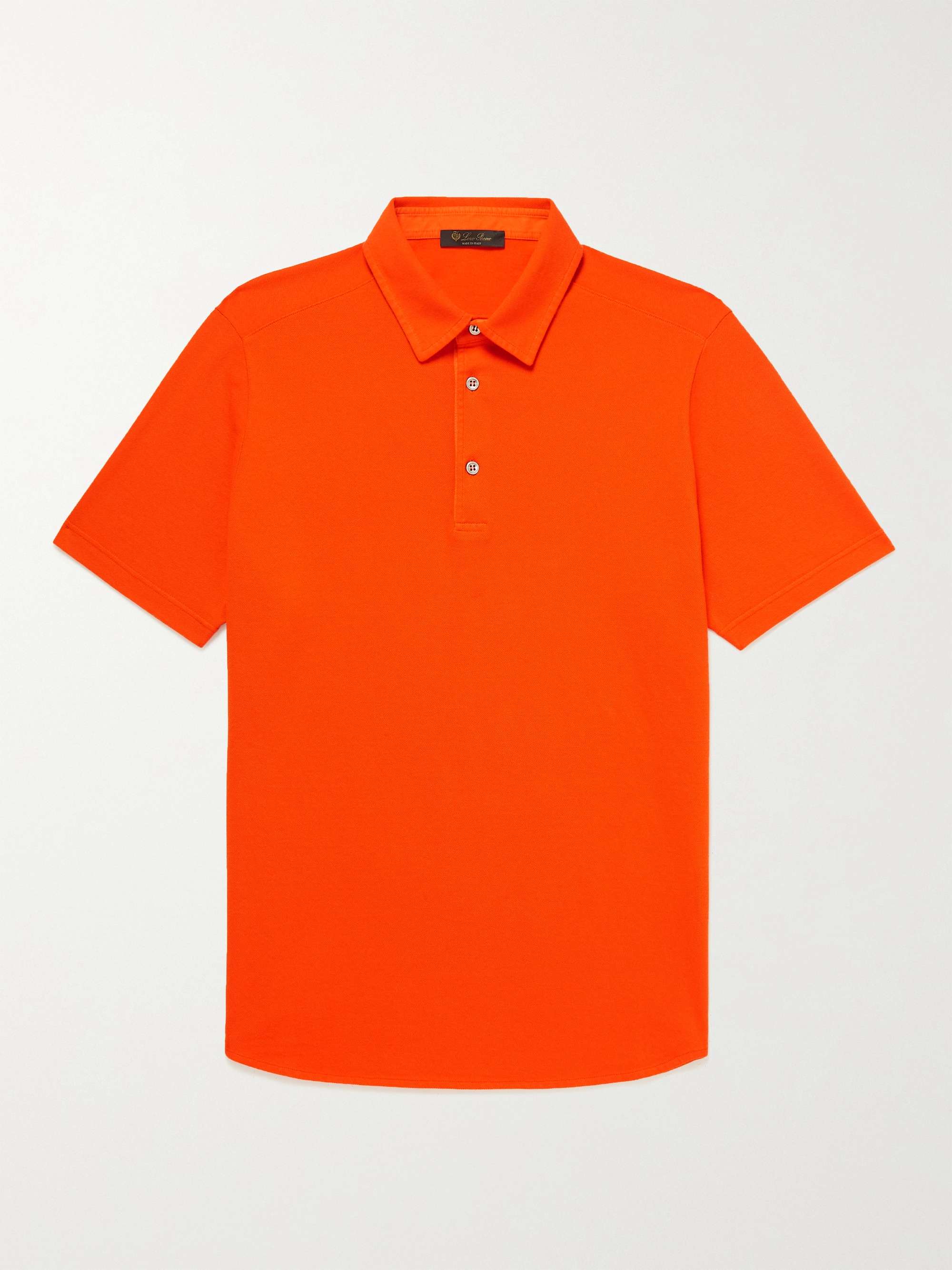 Orange Cotton-Piqué Polo Shirt | LORO PIANA | MR PORTER