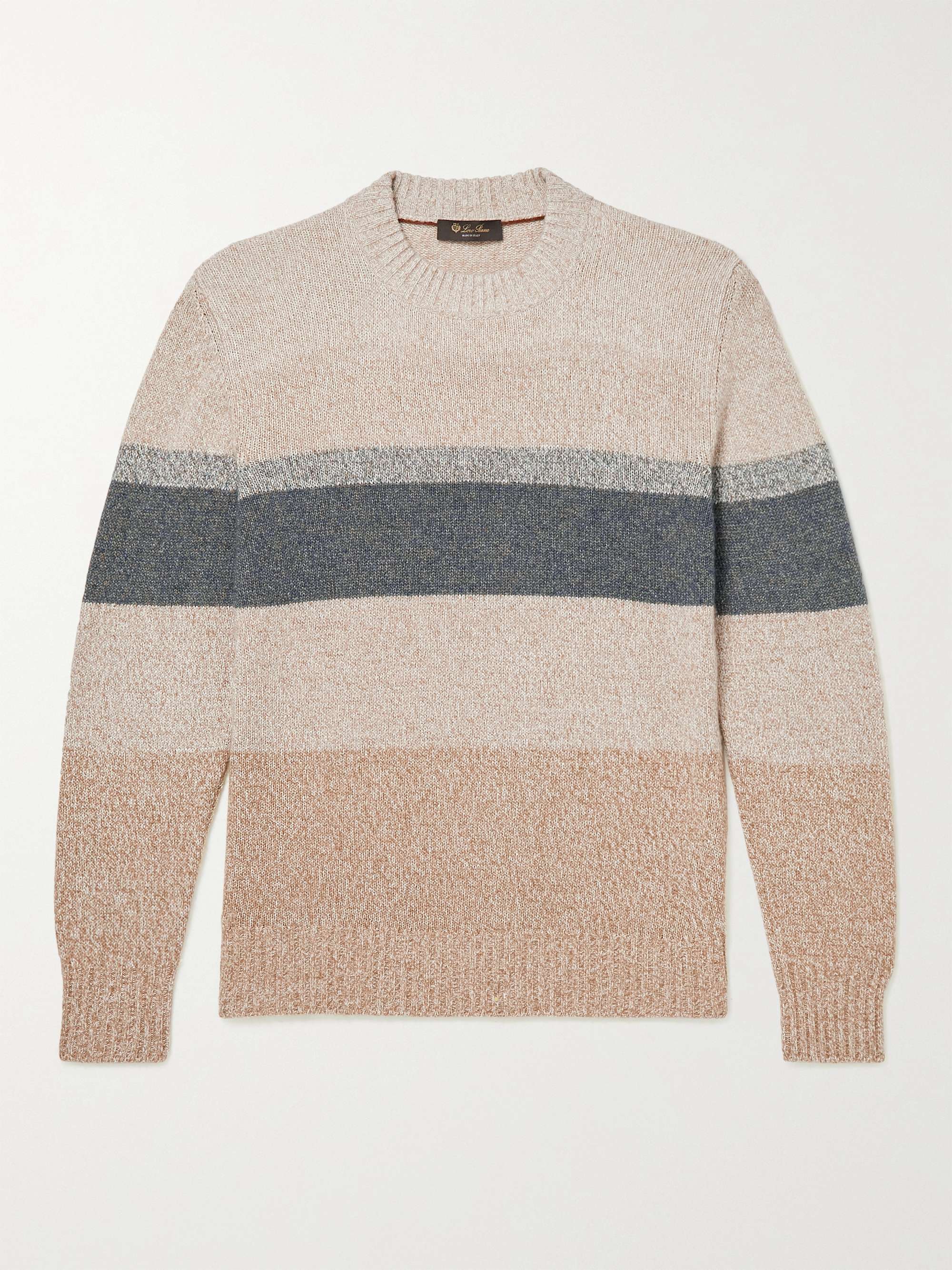 Beige Striped Silk, Camel and Cashmere-Blend Sweater | LORO PIANA | MR  PORTER