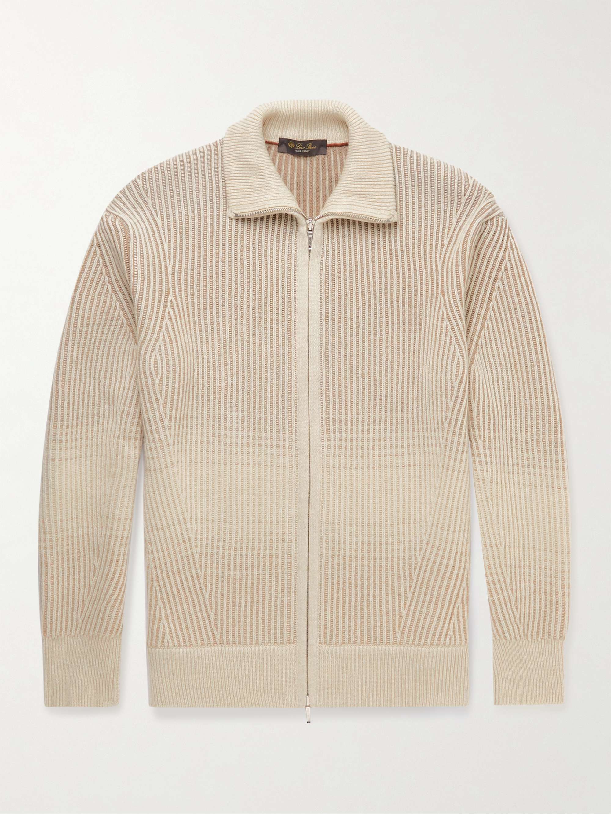 LORO PIANA Ribbed Cashmere and Wool-Blend Zip-Up Cardigan for Men | MR  PORTER