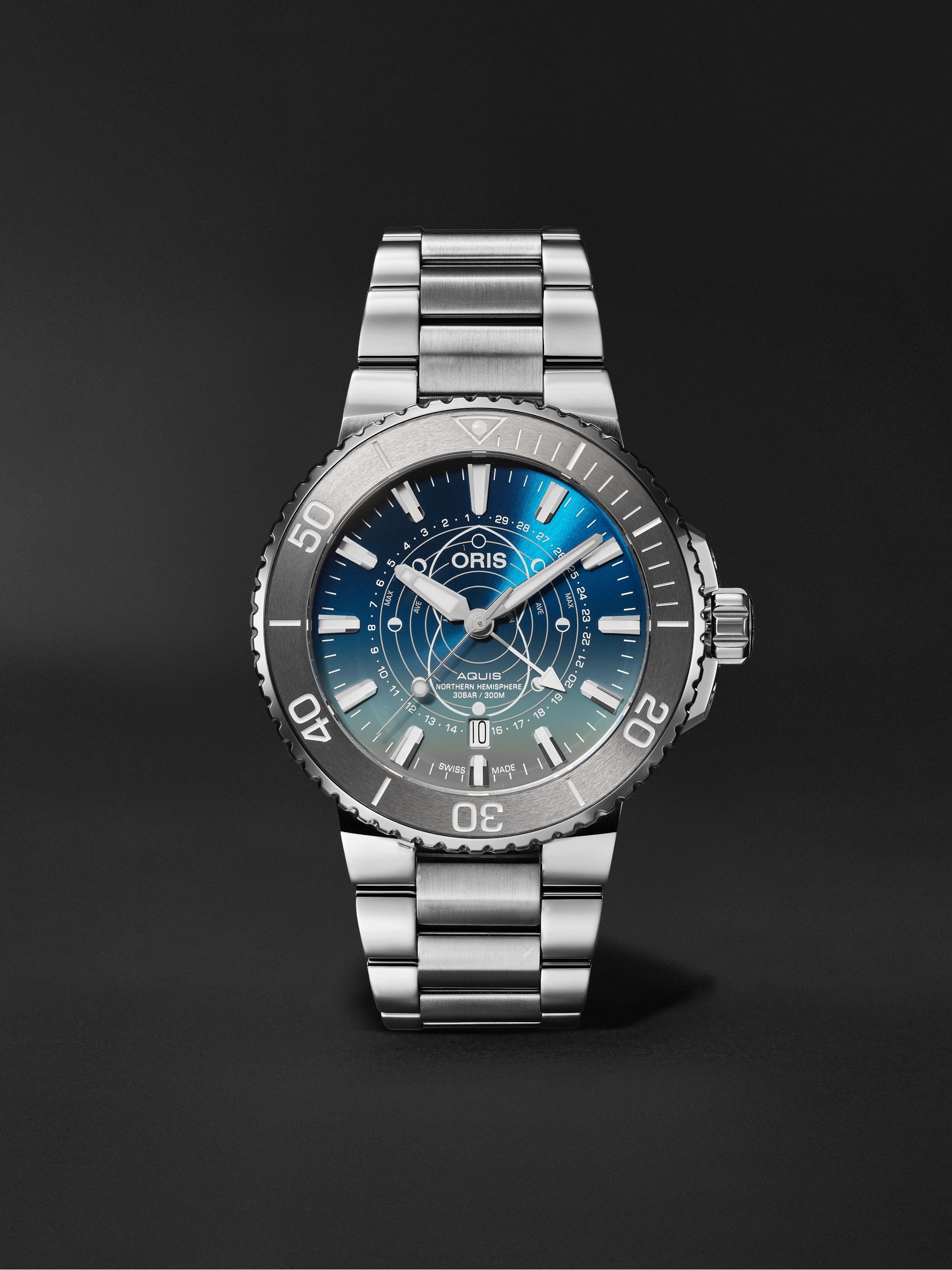 ORIS Aquis Dat Watt Limited Edition Automatic 43.5mm Stainless Steel Watch,  Ref. No. 01 761 7765 4185 | MR PORTER