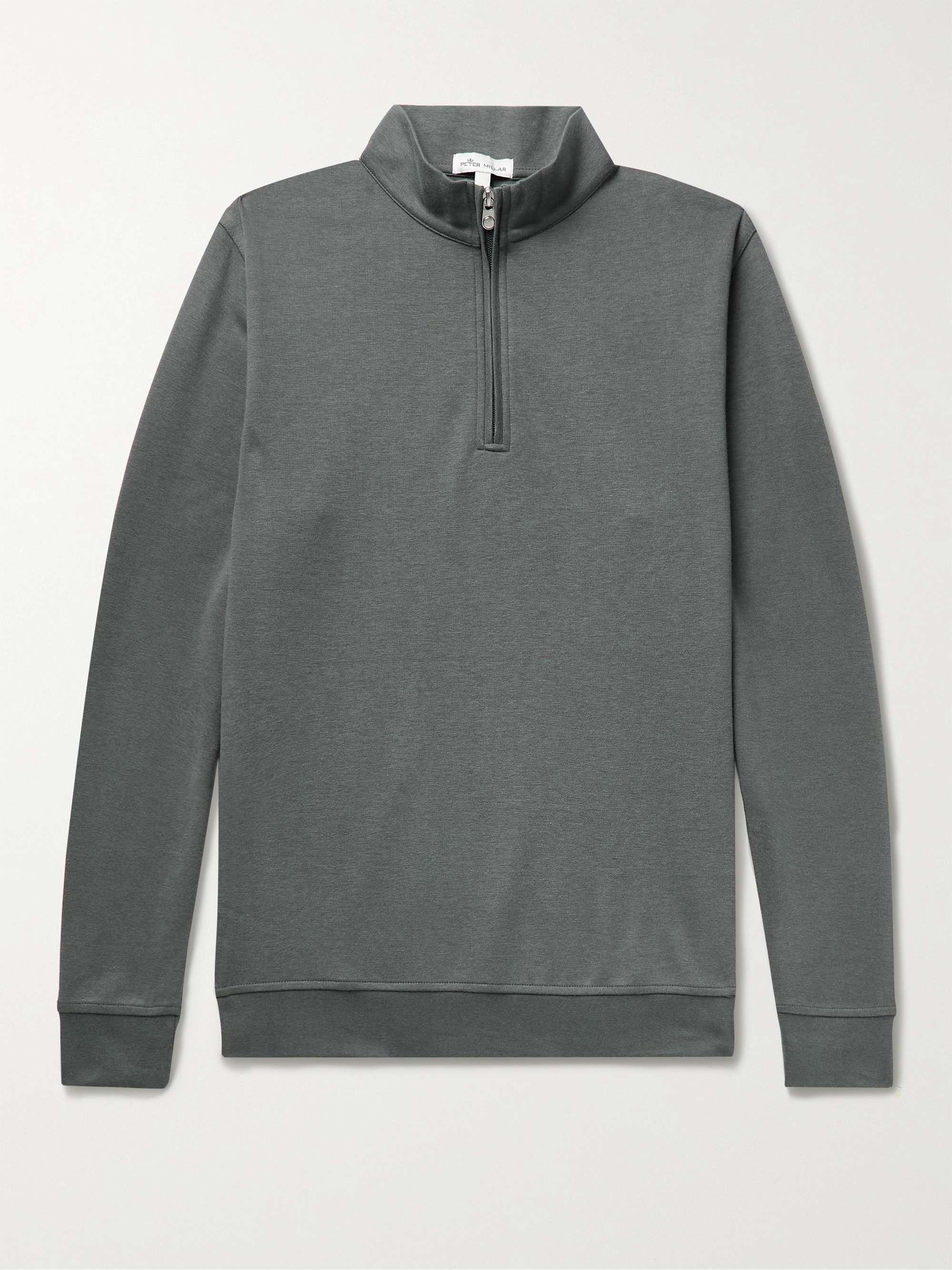 PETER MILLAR Crown Mélange Stretch Cotton and Modal-Blend Half-Zip  Sweatshirt | MR PORTER