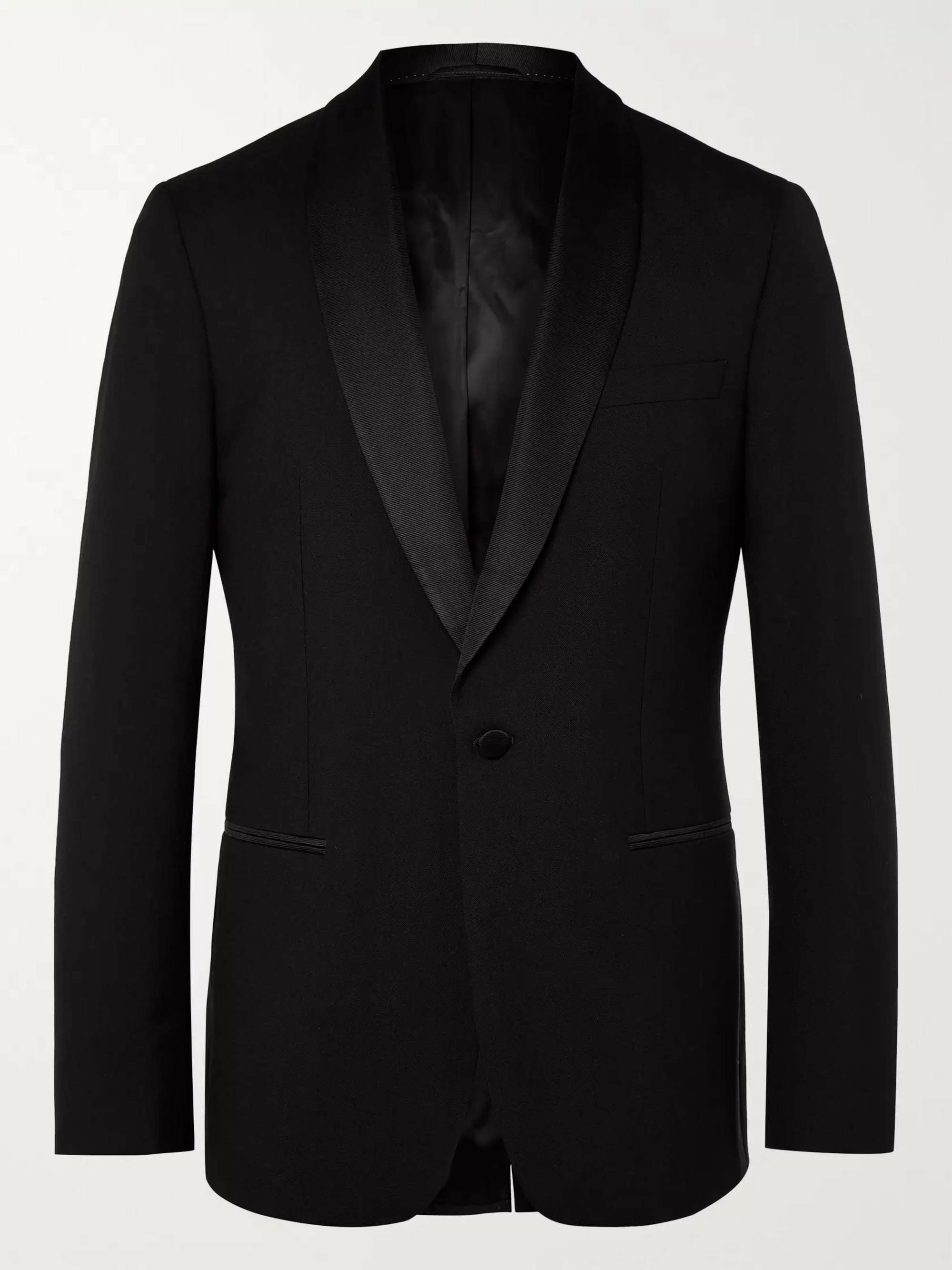 MR P. Black Slim-Fit Shawl-Collar Faille-Trimmed Virgin Wool Tuxedo Jacket  | MR PORTER