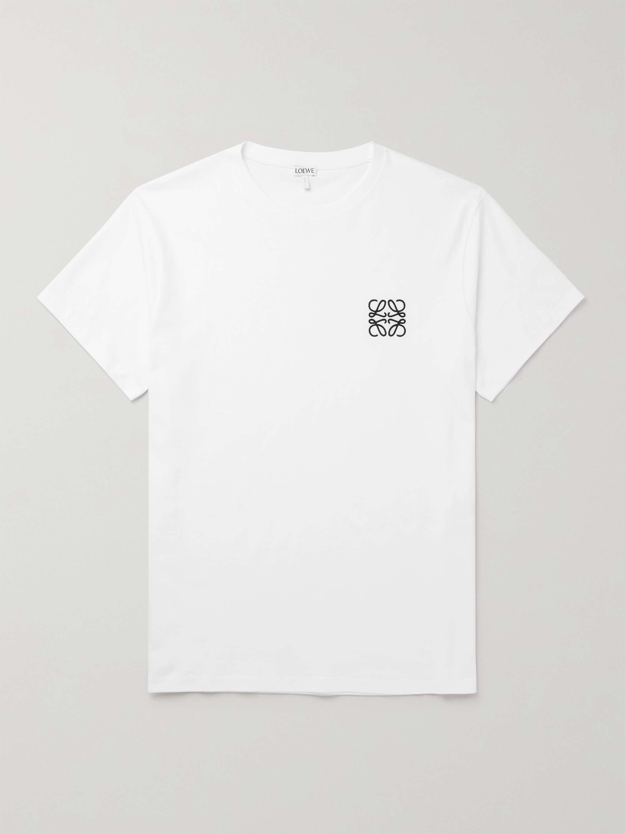 White Logo-Embroidered Cotton-Jersey T-Shirt | LOEWE | MR PORTER
