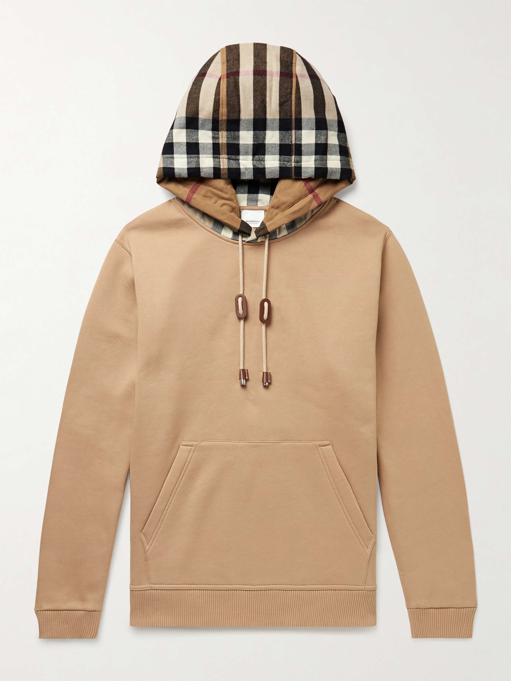 BURBERRY Checked Cotton-Blend Jersey Hoodie for Men | MR PORTER