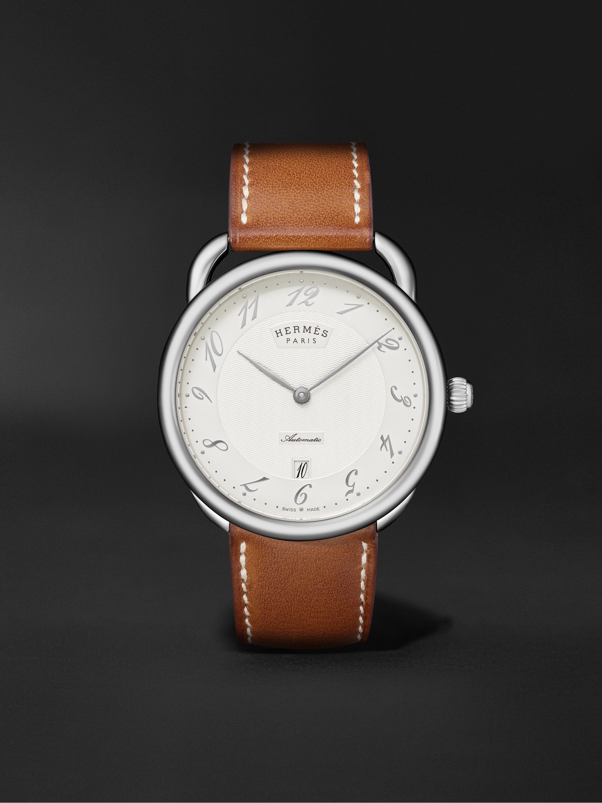 HERMÈS TIMEPIECES Arceau Automatic 40mm Stainless Steel and Leather Watch,  Ref. No. 055473WW00 for Men | MR PORTER