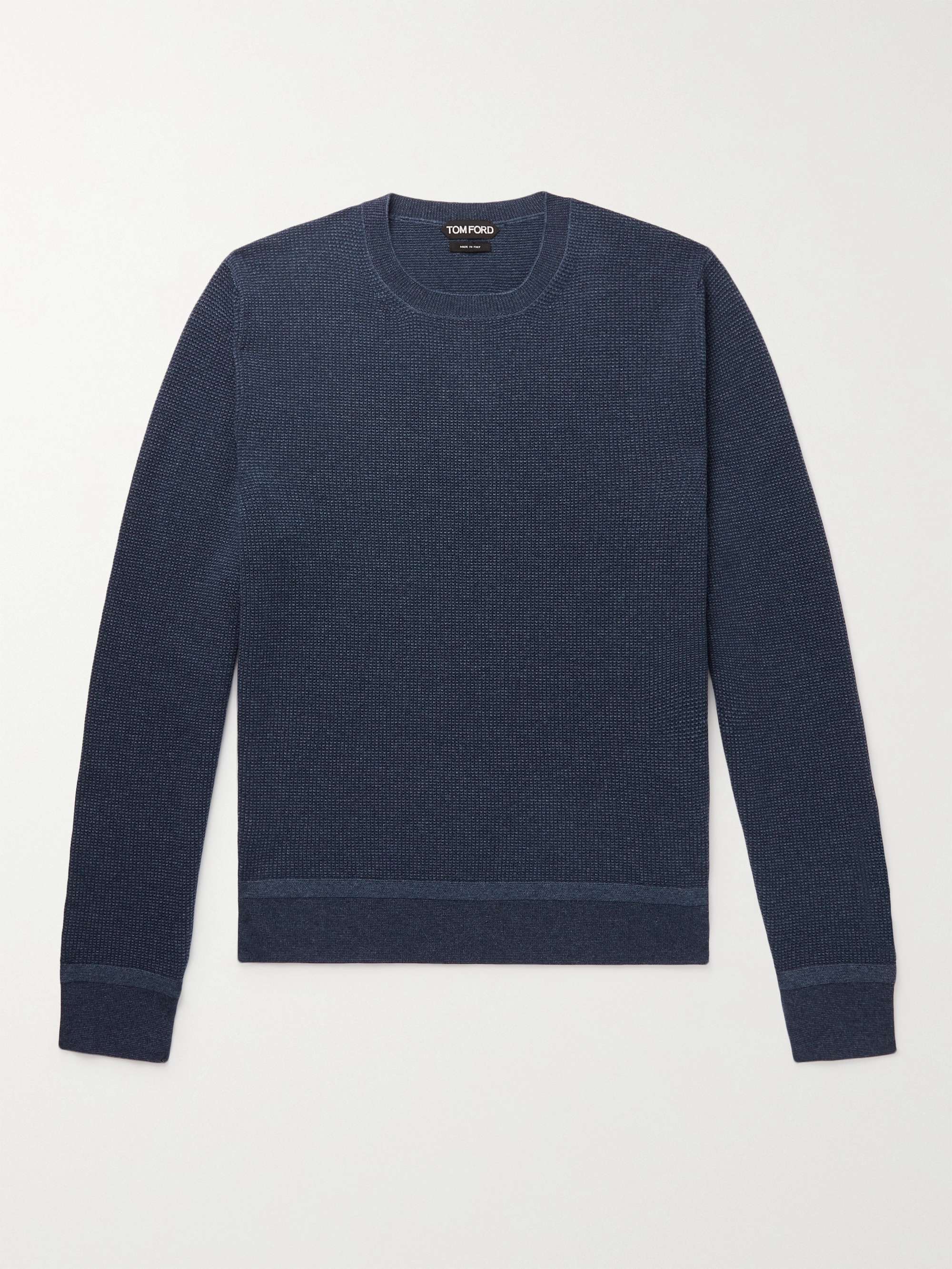 Navy Mélange Cashmere and Wool-Blend Sweater | TOM FORD | MR PORTER