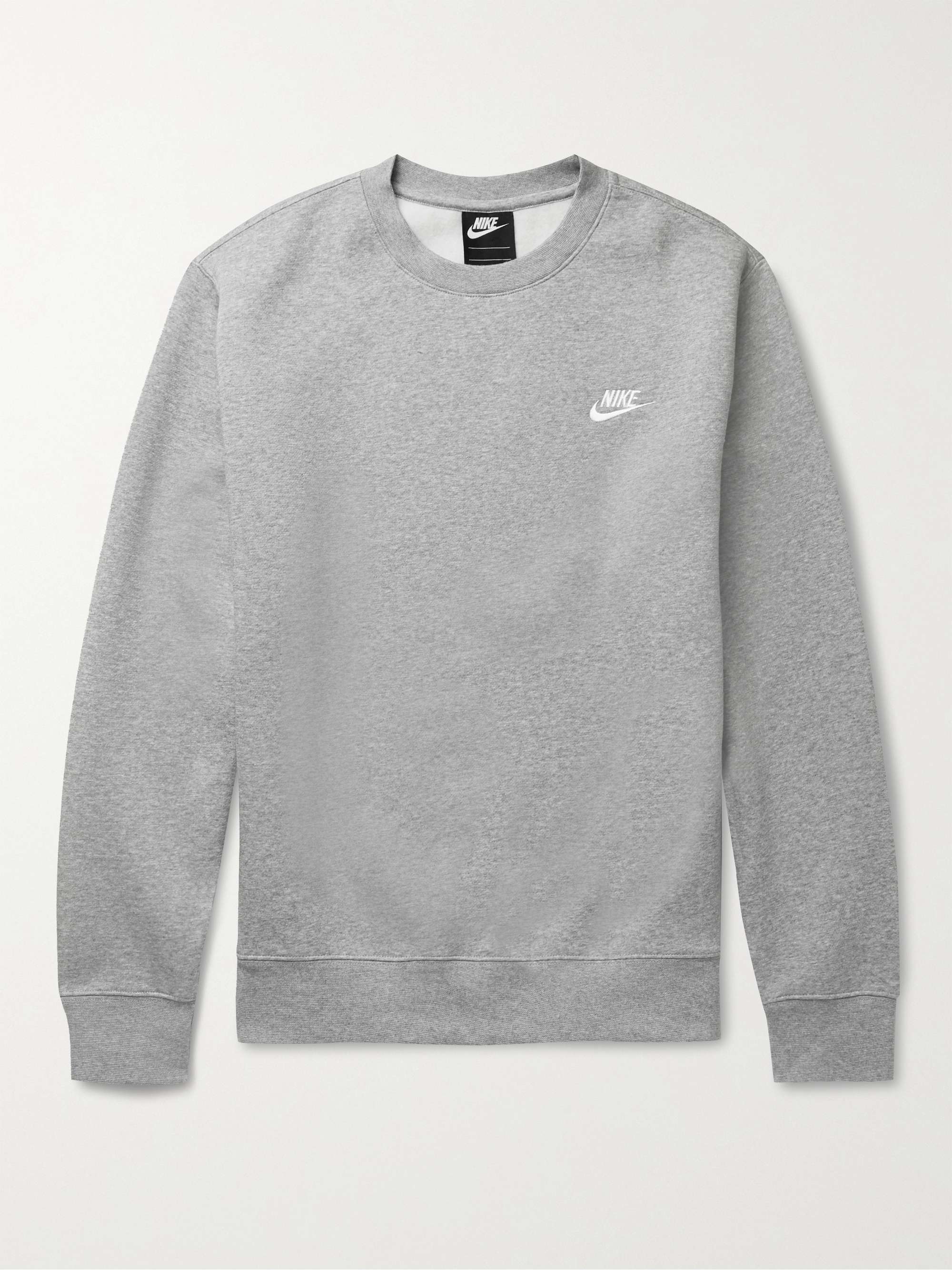 Gray Logo-Embroidered Cotton-Blend Jersey Sweatshirt | NIKE | MR PORTER