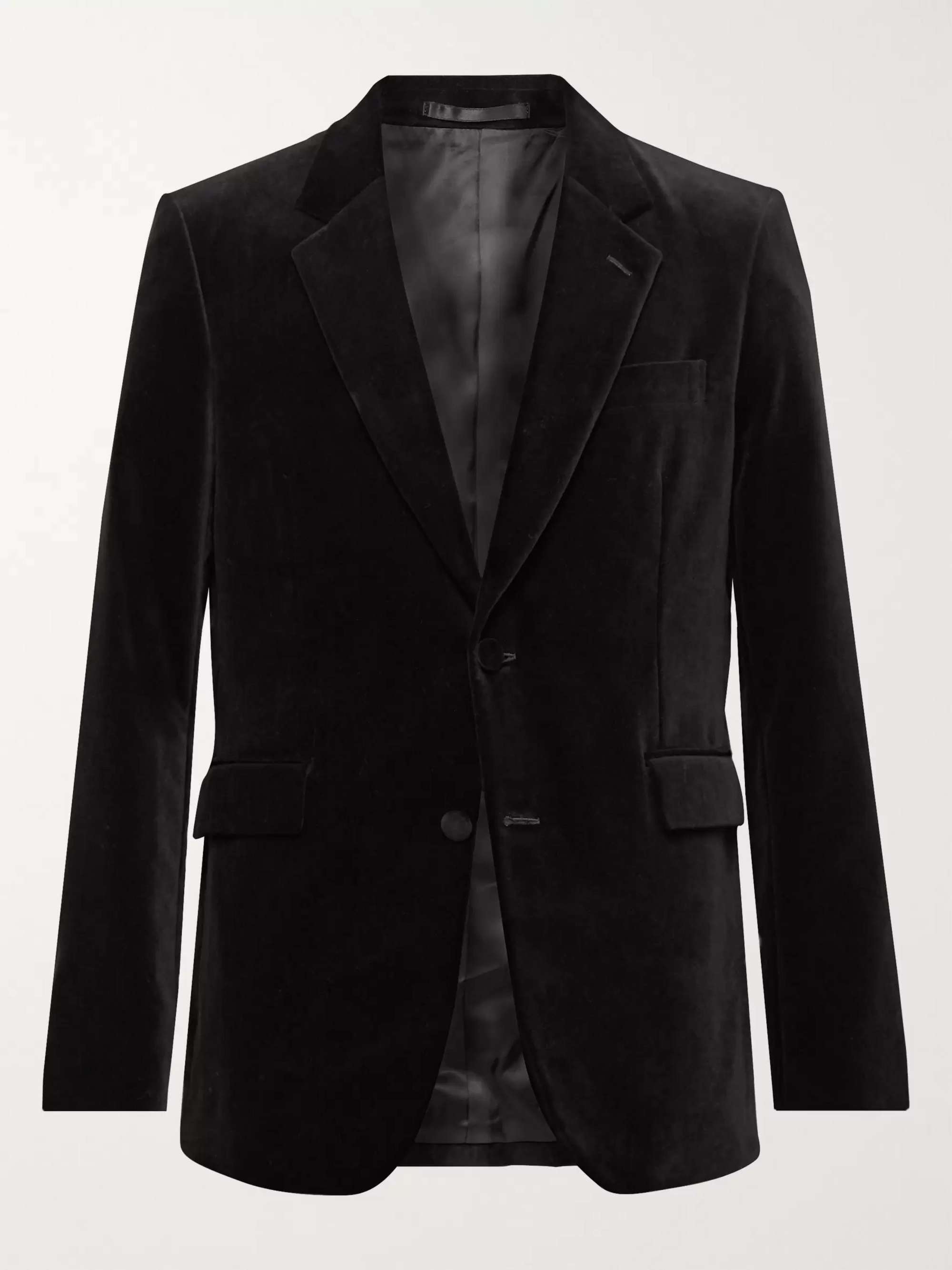Black Waris Slim-Fit Velvet Suit Jacket