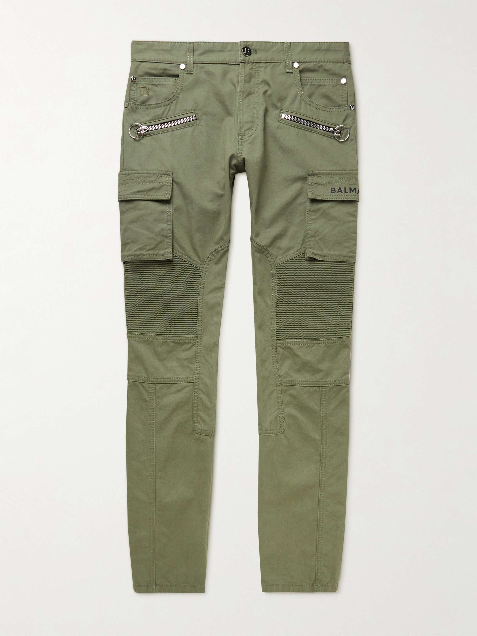 BALMAIN Slim-Fit Logo-Print Cotton-Canvas Cargo Trousers for Men | MR PORTER