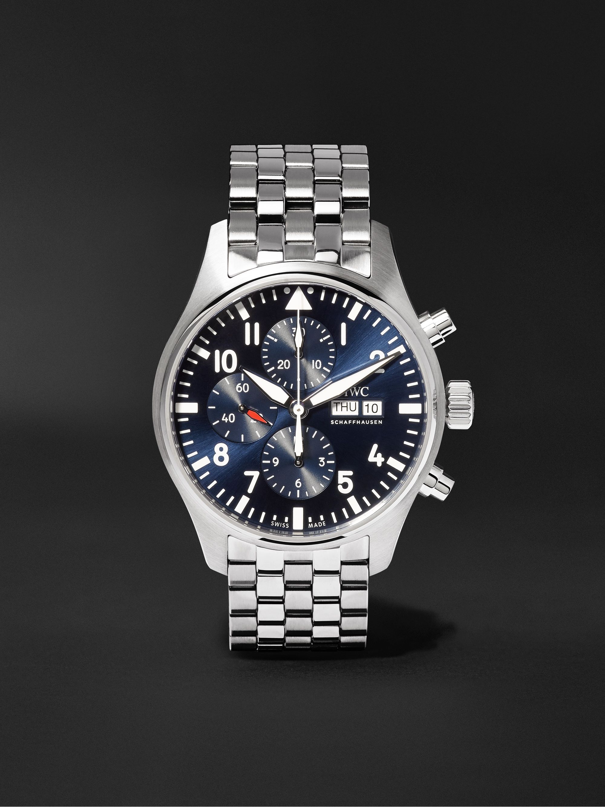 IWC SCHAFFHAUSEN Pilot's Le Petit Prince Edition Chronograph 43mm Stainless  Steel Watch, Ref. No. IW377717 for Men | MR PORTER