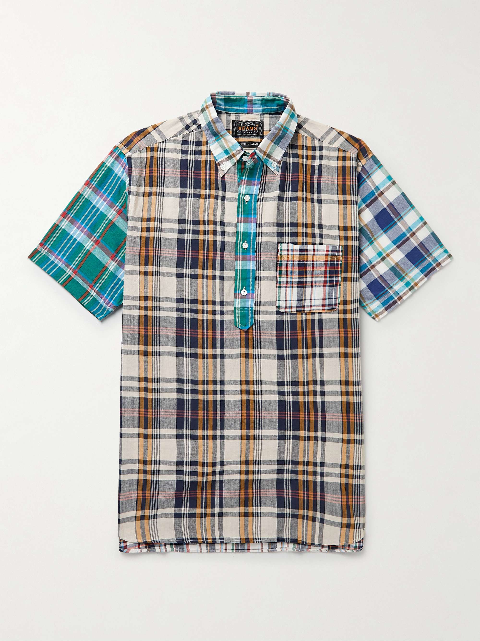 BEAMS PLUS + Throwing Fits Button-Down Collar Checked Slub Cotton  Half-Placket Shirt | MR PORTER