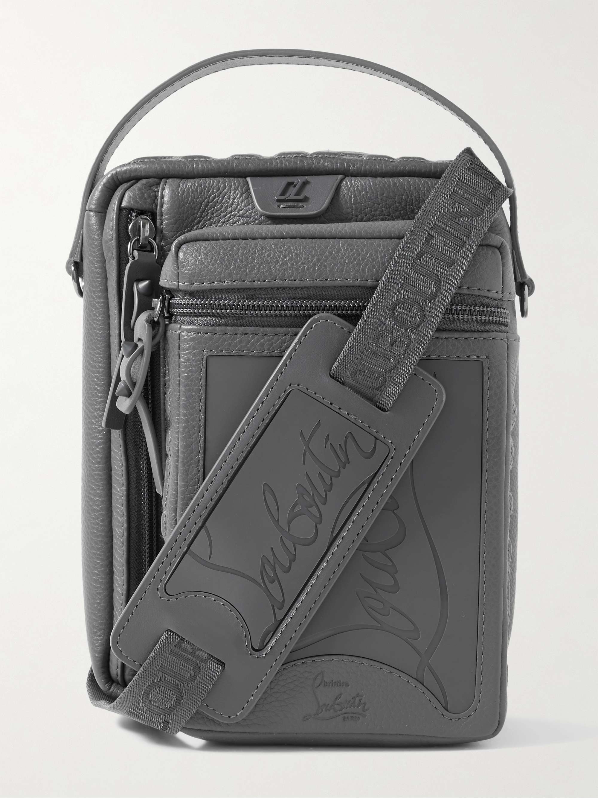 CHRISTIAN LOUBOUTIN Loubideal Rubber-Trimmed Full-Grain Leather Messenger  Bag | MR PORTER