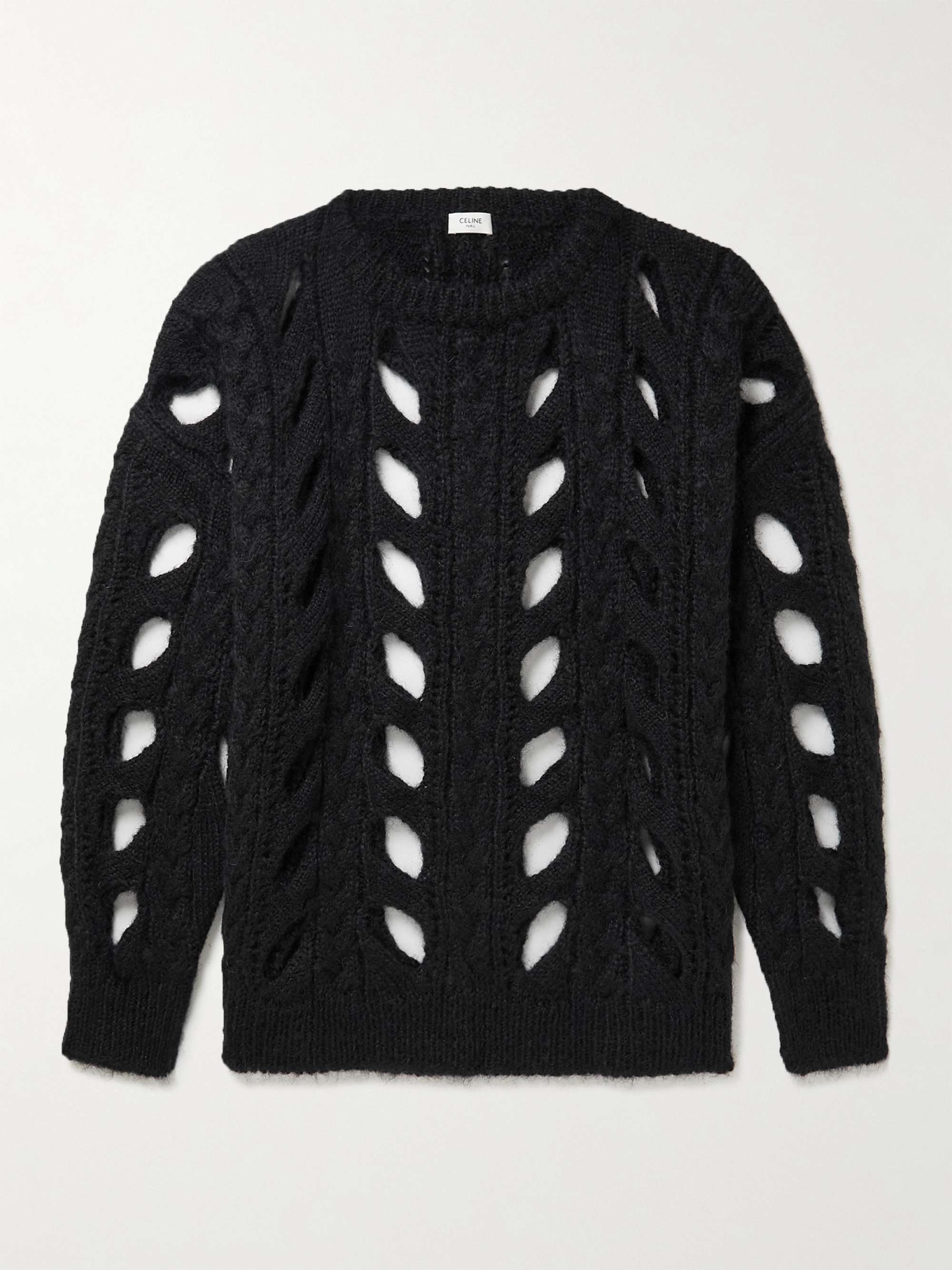 CELINE HOMME Cutout Cable-Knit Mohair-Blend Sweater for Men | MR PORTER