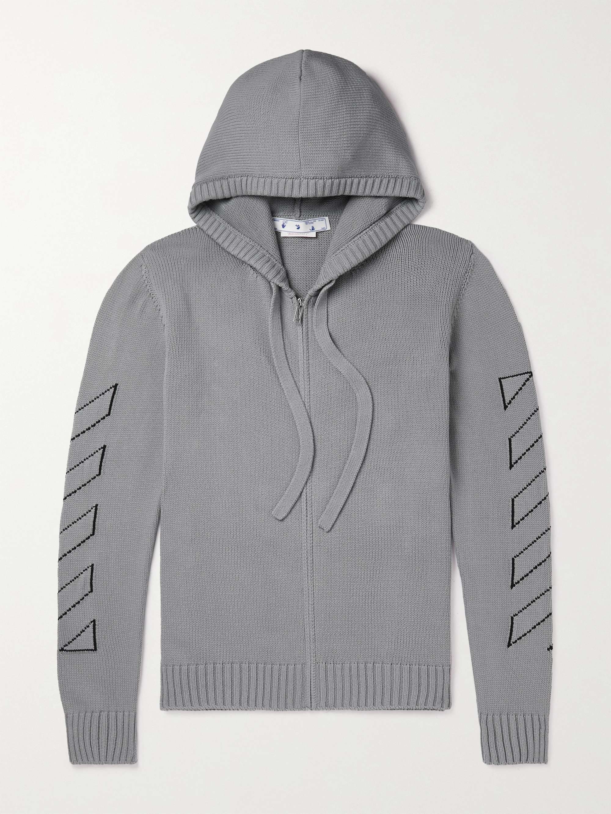 OFF-WHITE Intarsia Cotton-Blend Zip-Up Hoodie for Men | MR PORTER