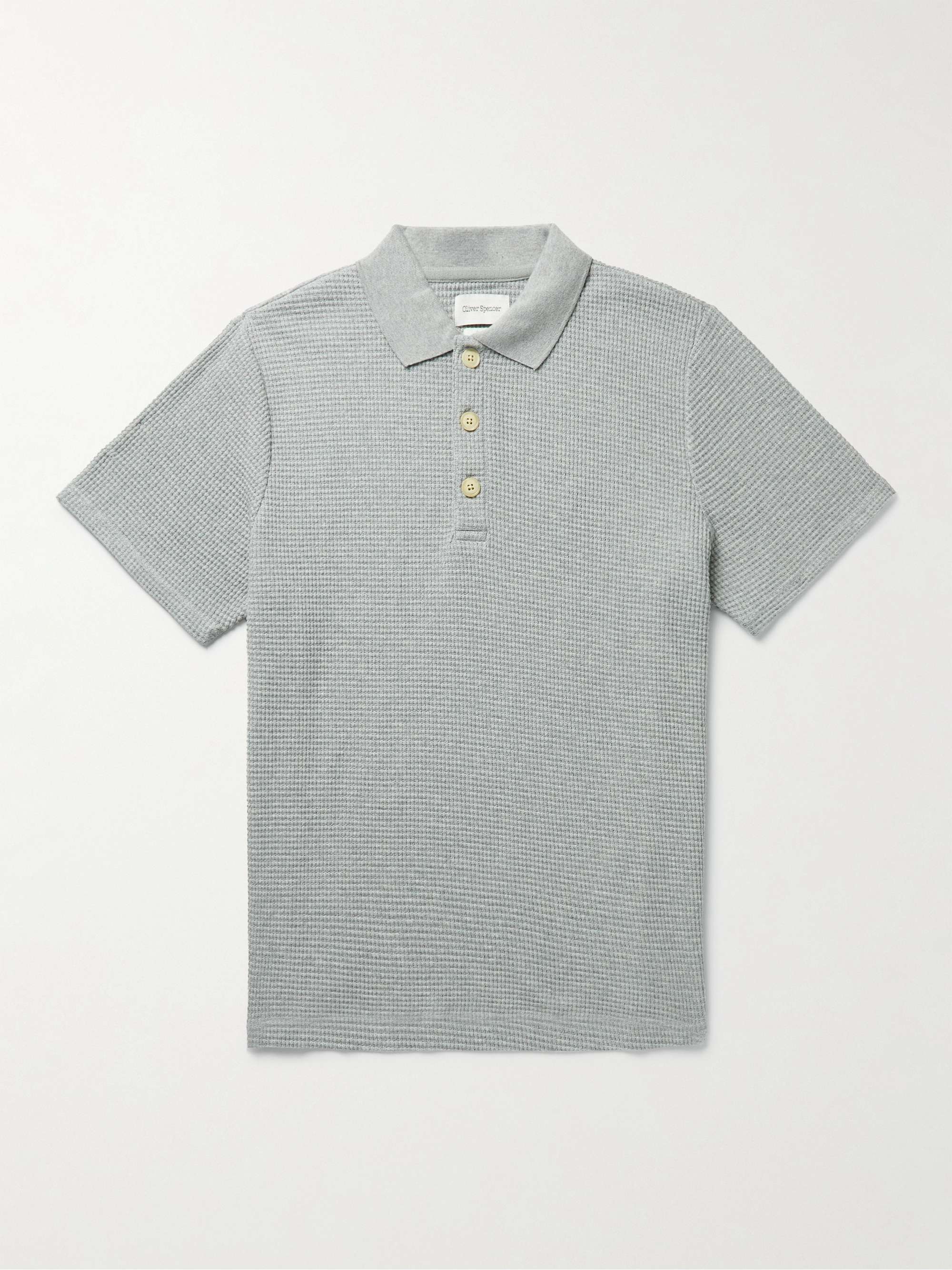 OLIVER SPENCER Tabley Waffle-Knit Cotton-Blend Polo Shirt for Men | MR  PORTER