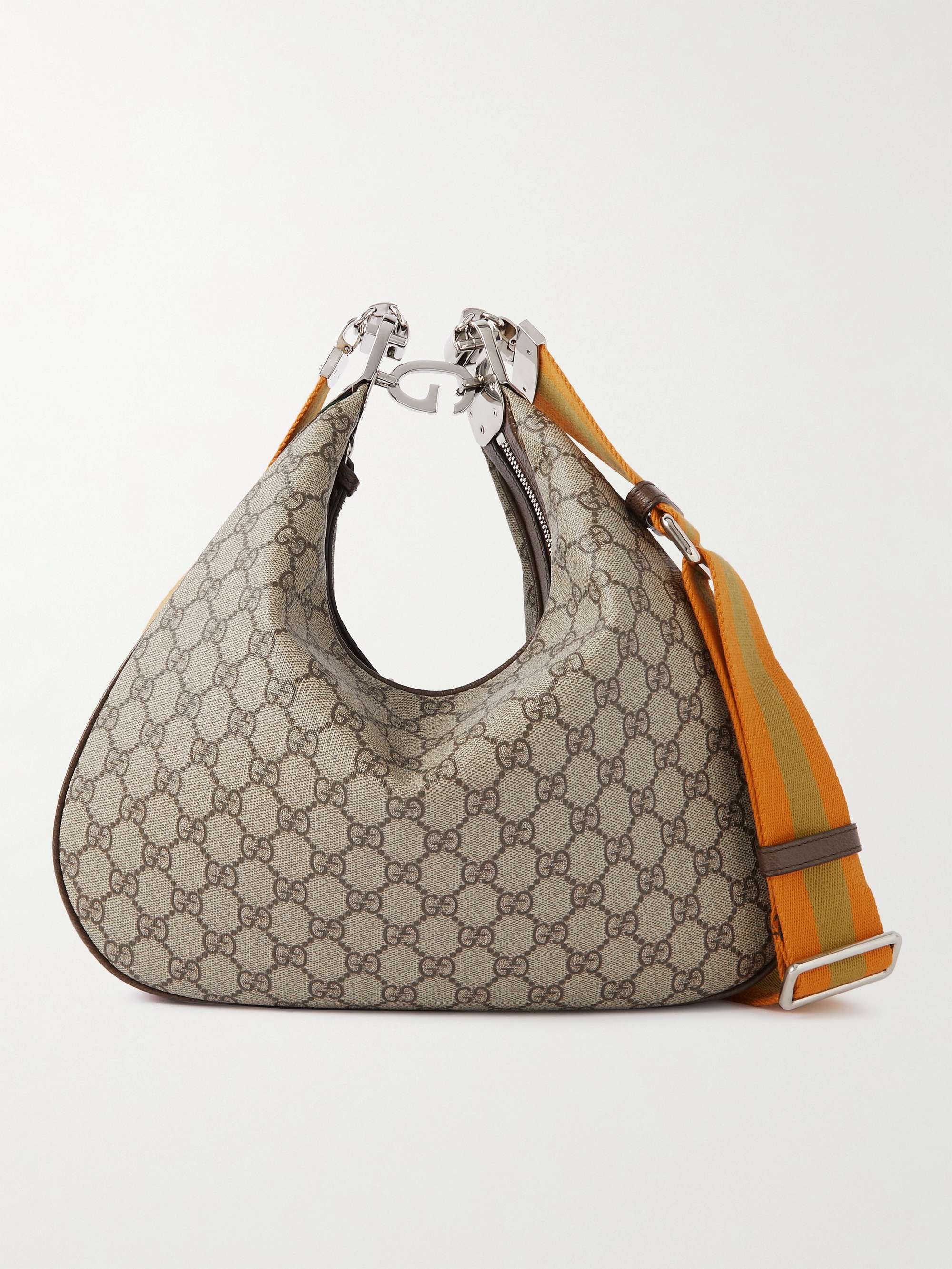 GUCCI Attache Large Textured Leather-Trimmed Coated-Canvas Messenger Bag |  MR PORTER