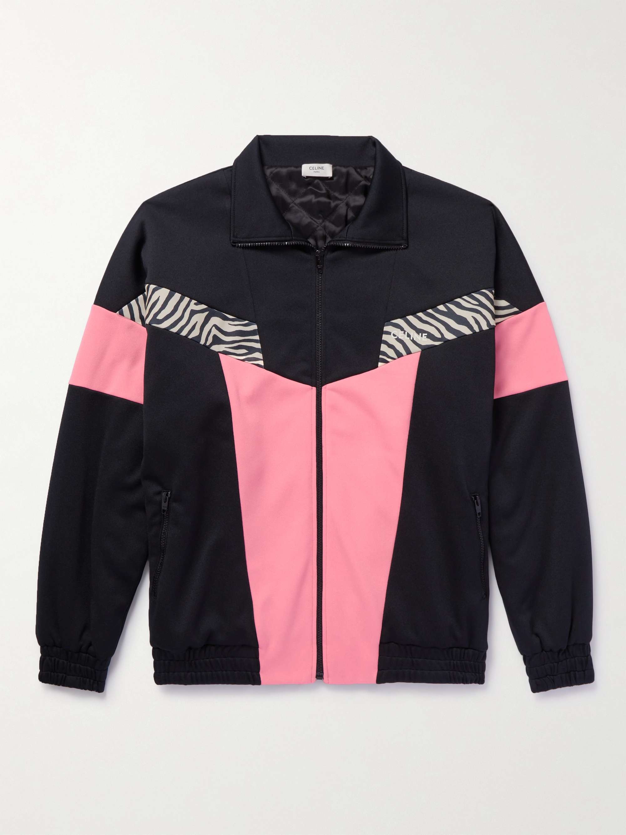 Black Zebra Print-Panelled Shell Zip-Up Jacket | CELINE HOMME | MR PORTER