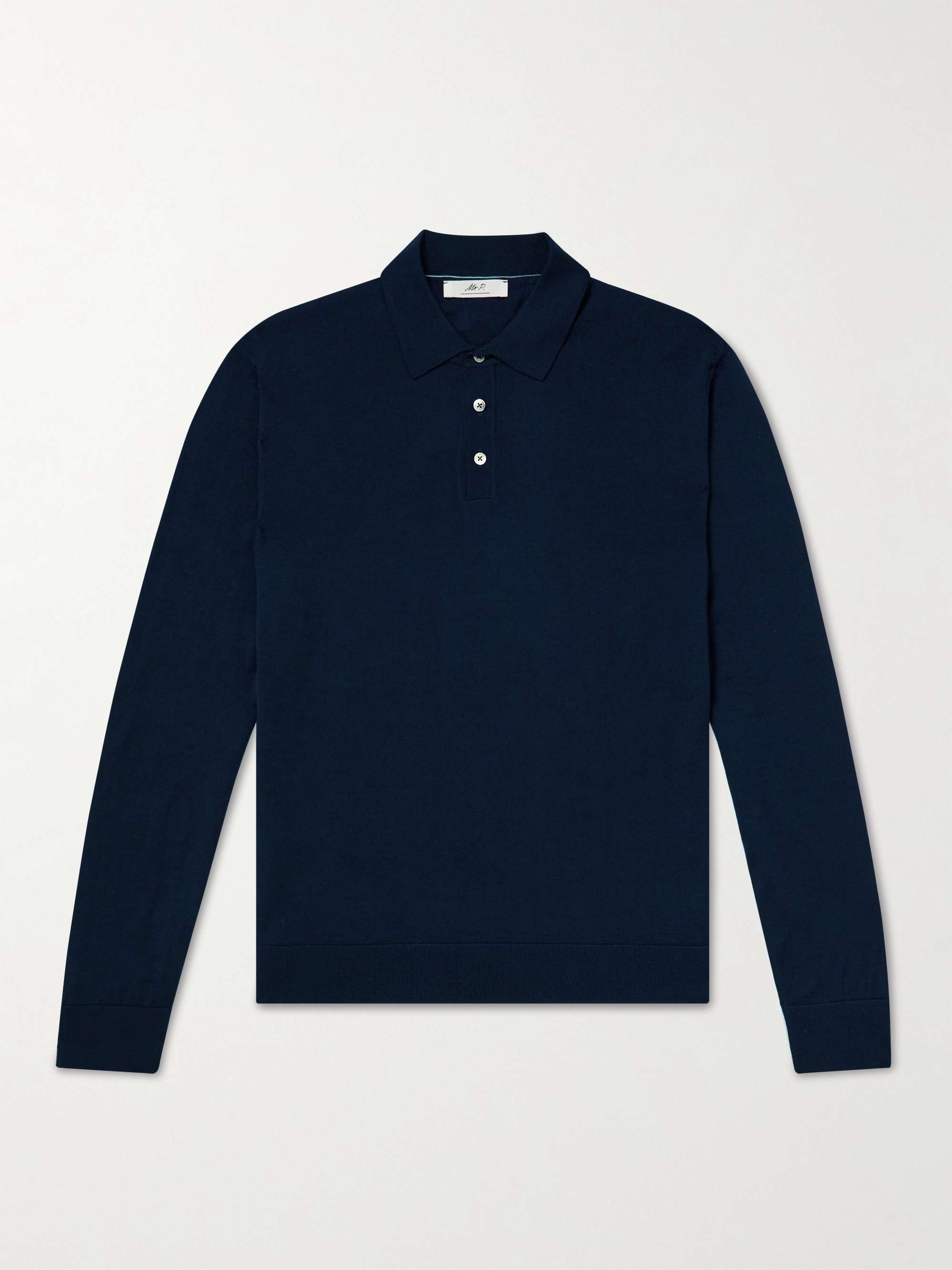 Blue Slim-Fit Merino Wool Polo Shirt | MR P. | MR PORTER