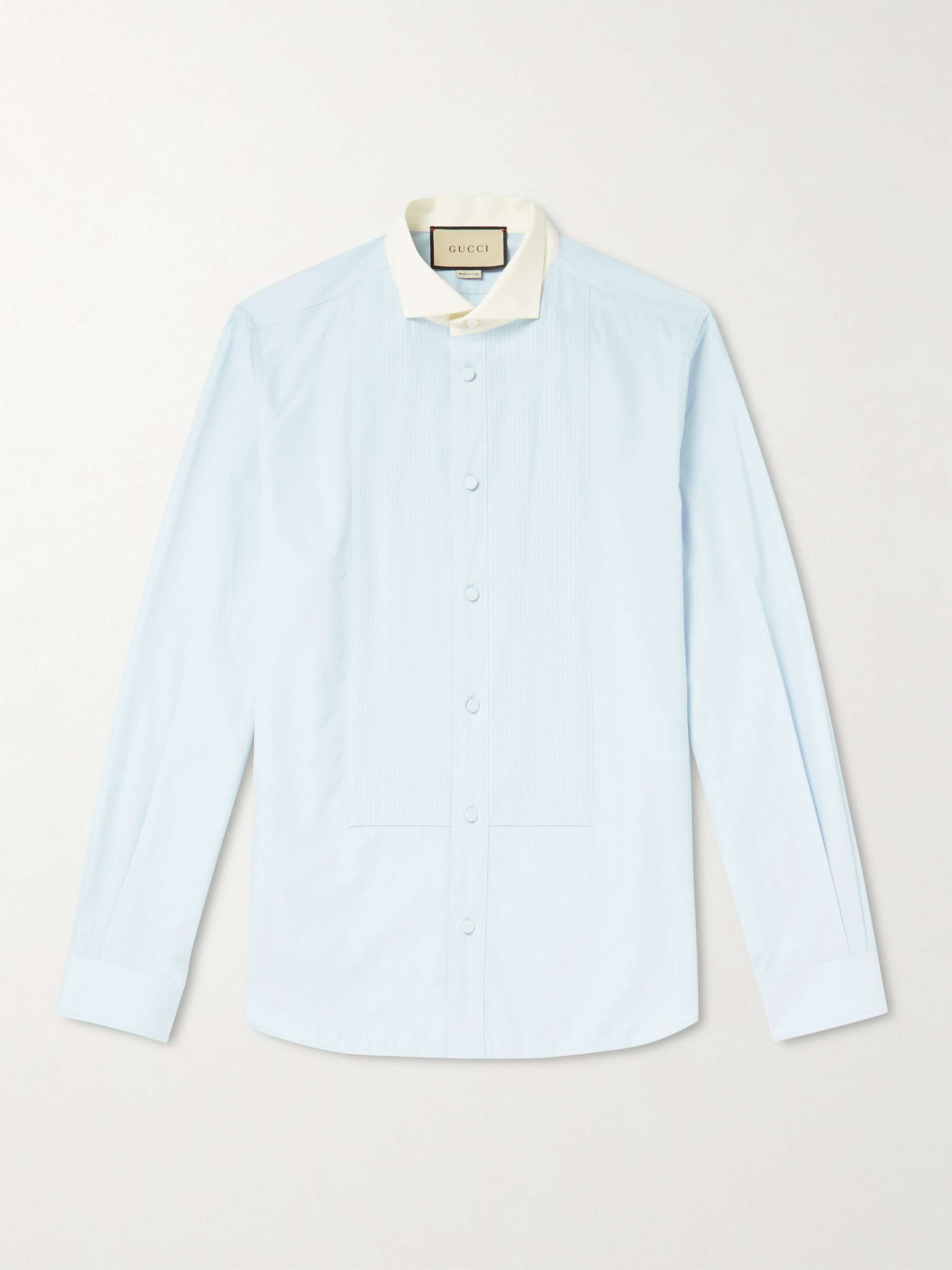 GUCCI Two-Tone Pleated Cotton-Poplin Shirt for Men | MR PORTER