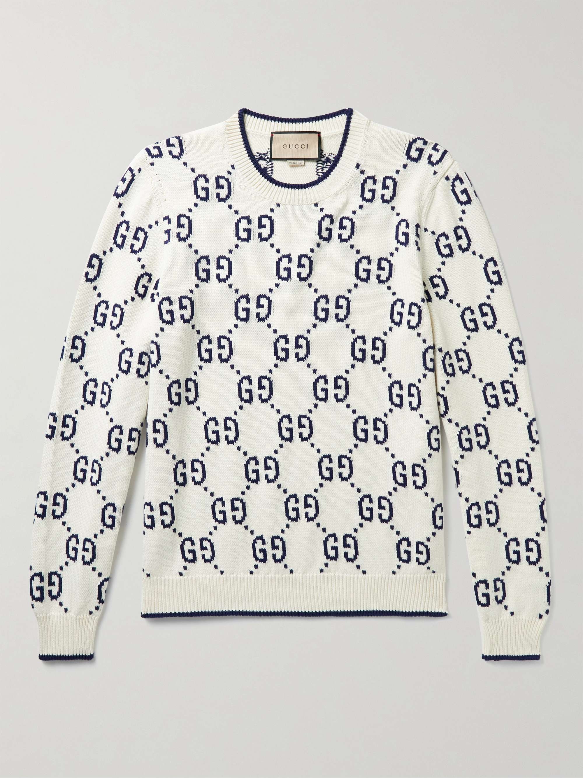 GUCCI Logo-Jacquard Cotton Sweater for Men | MR
