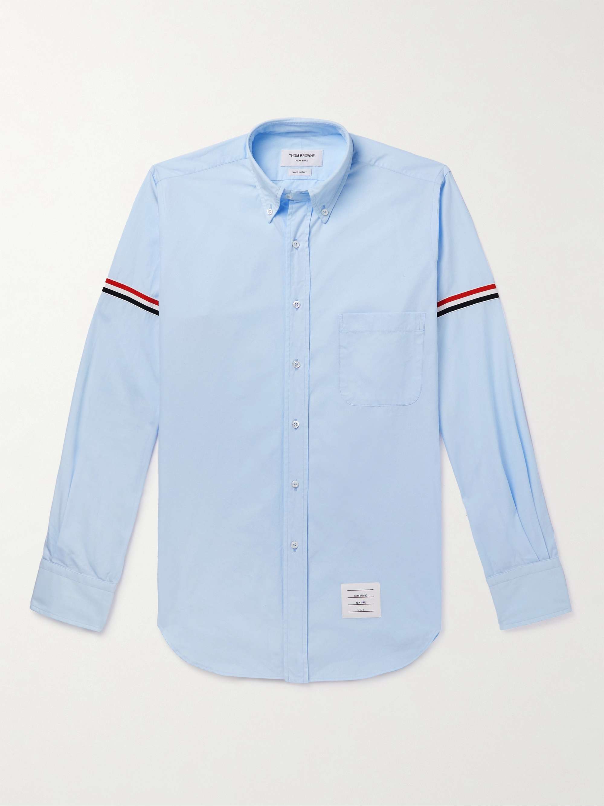 THOM BROWNE Button-Down Collar Grosgrain-Trimmed Cotton-Poplin Shirt | MR  PORTER