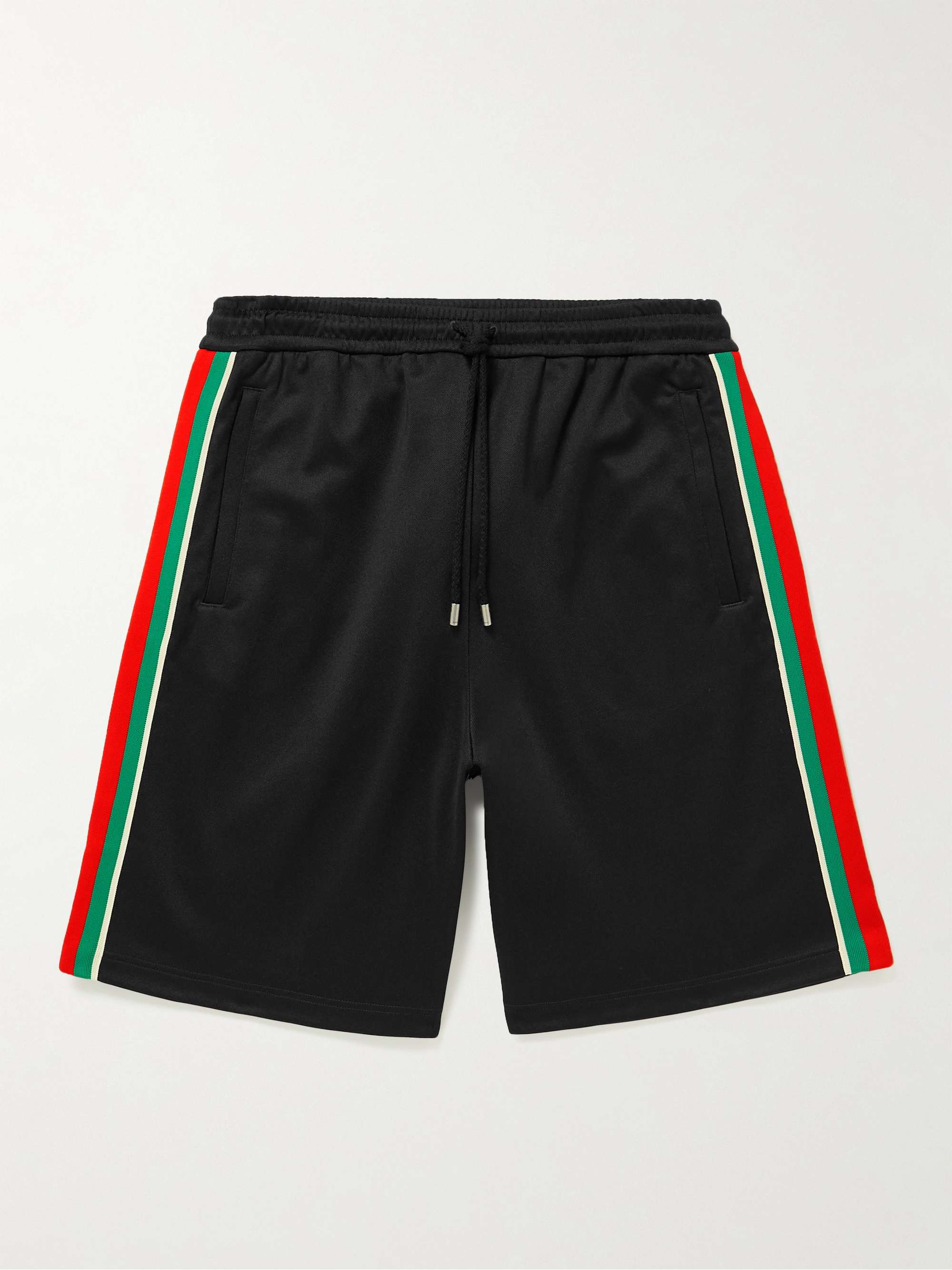 GUCCI Straight-Leg Webbing-Trimmed Tech-Jersey Drawstring Shorts | MR PORTER