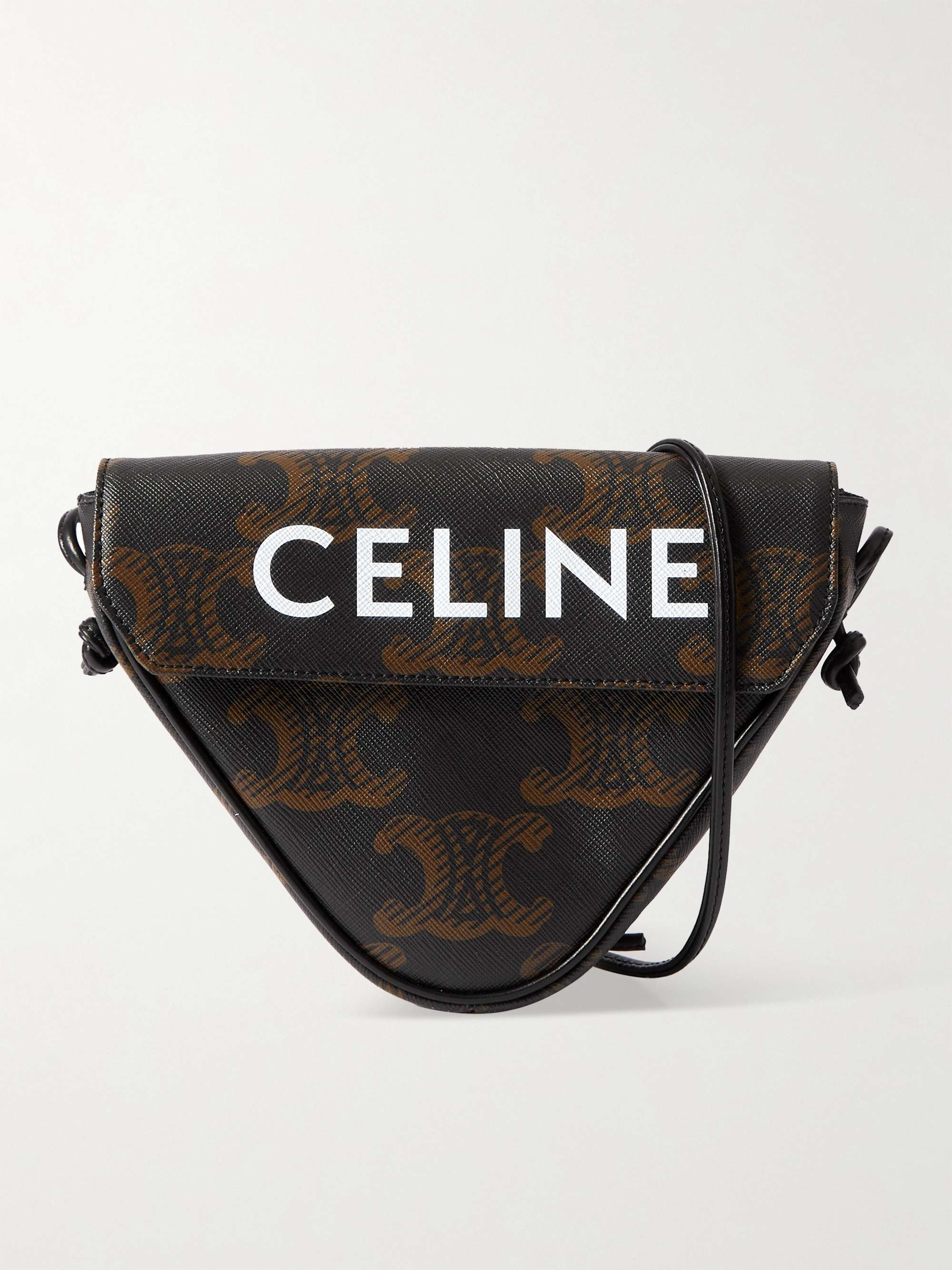 CELINE HOMME Triomphe Leather-Trimmed Logo-Print Coated-Canvas