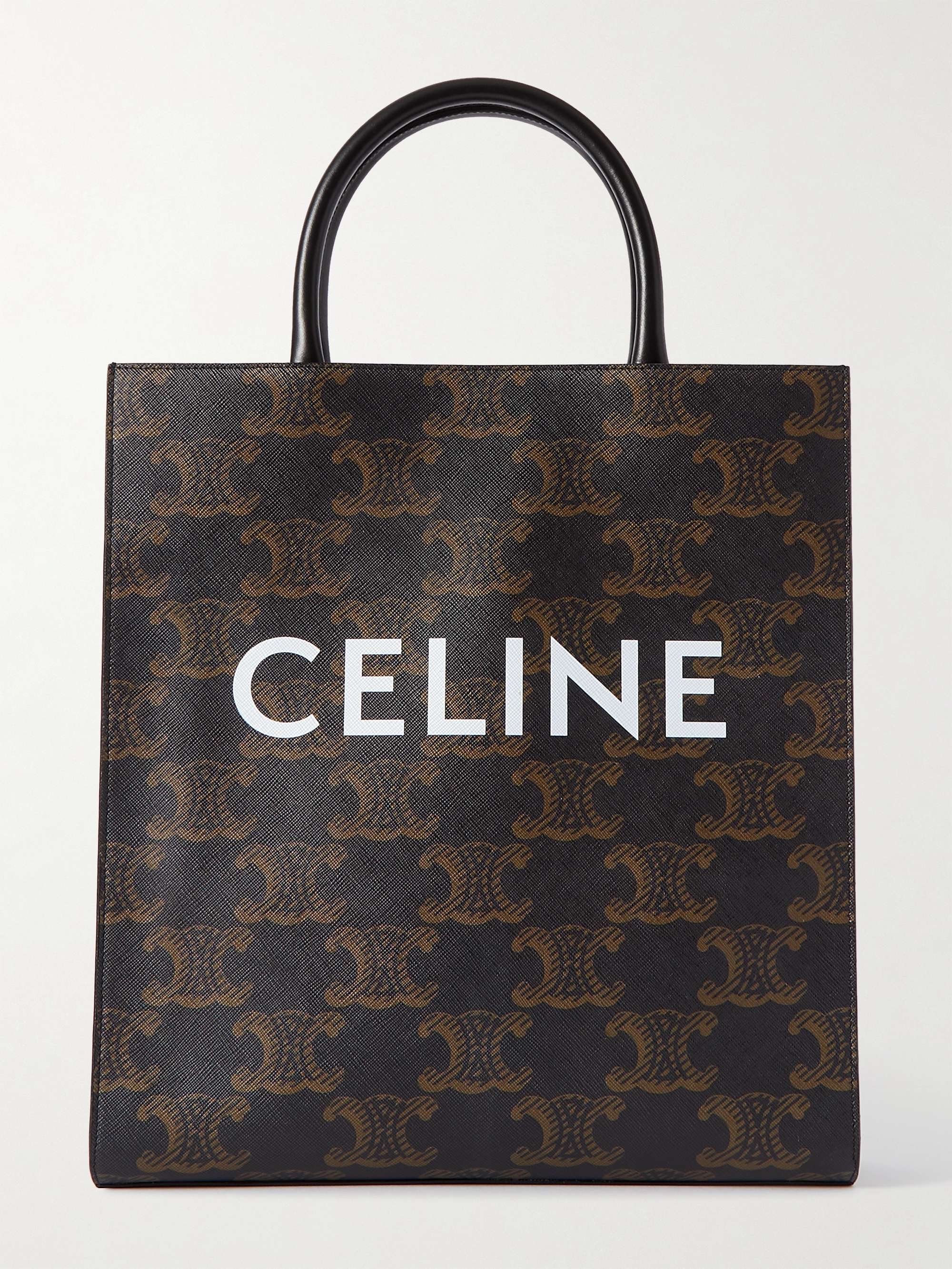 CELINE Cabas Triomphe Leather-Trimmed Logo-Print Coated-Canvas Tote Bag |  MR PORTER
