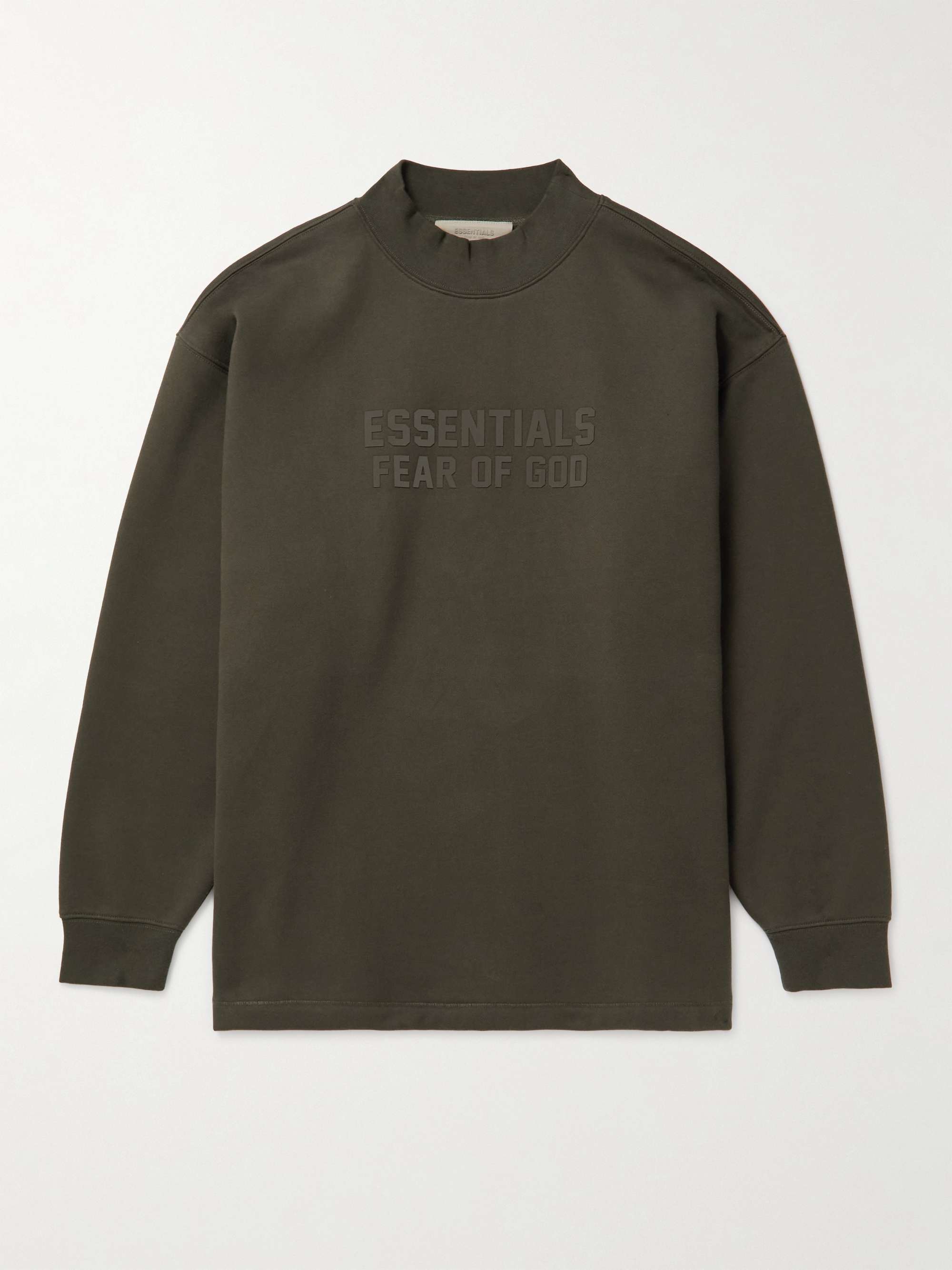 FEAR OF GOD ESSENTIALS Logo-Appliquéd Cotton-Blend Jersey Mock-Neck  Sweatshirt for Men | MR PORTER