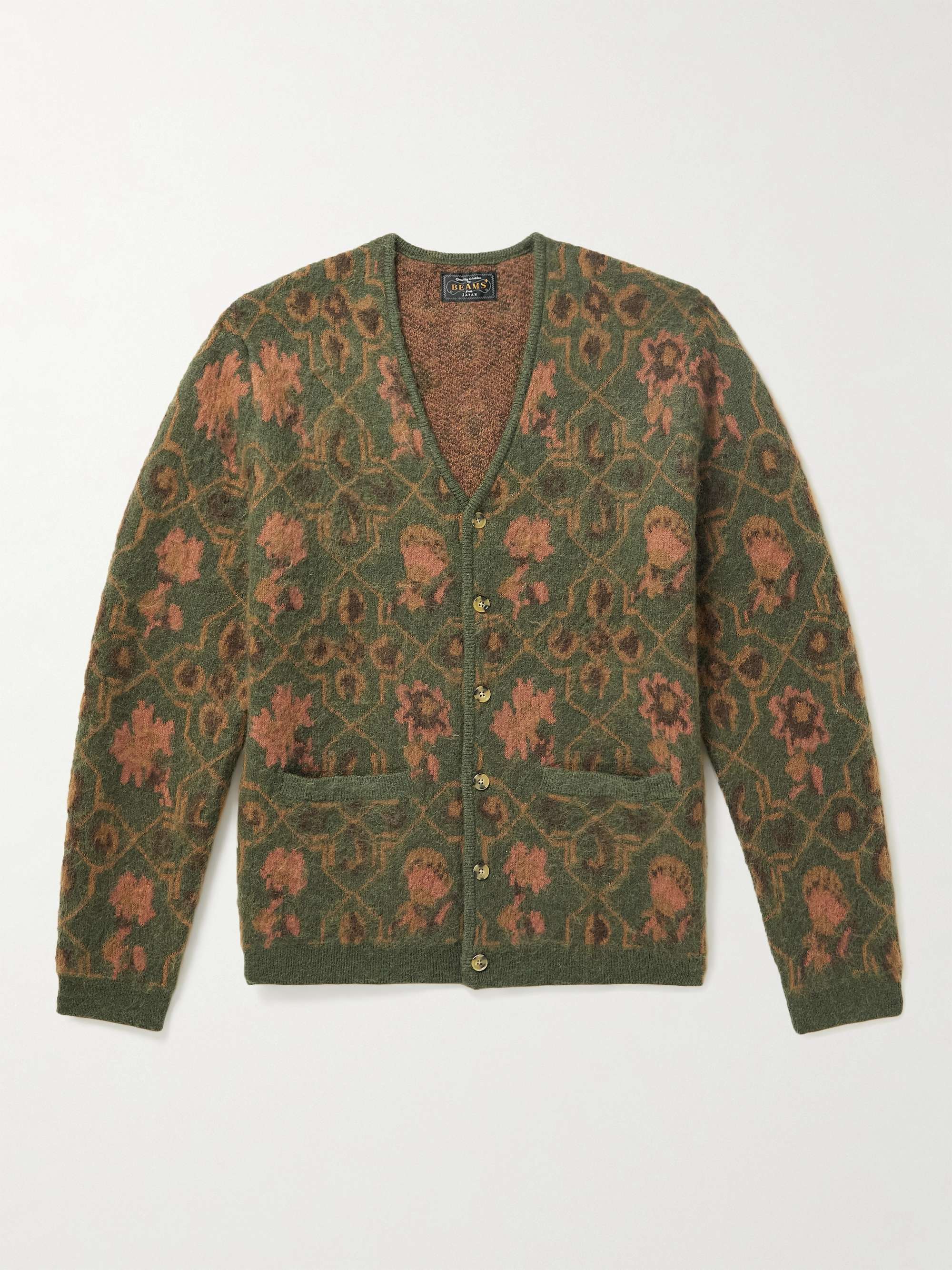 BEAMS PLUS Floral-Print Jacquard-Knit Cardigan for Men | MR PORTER