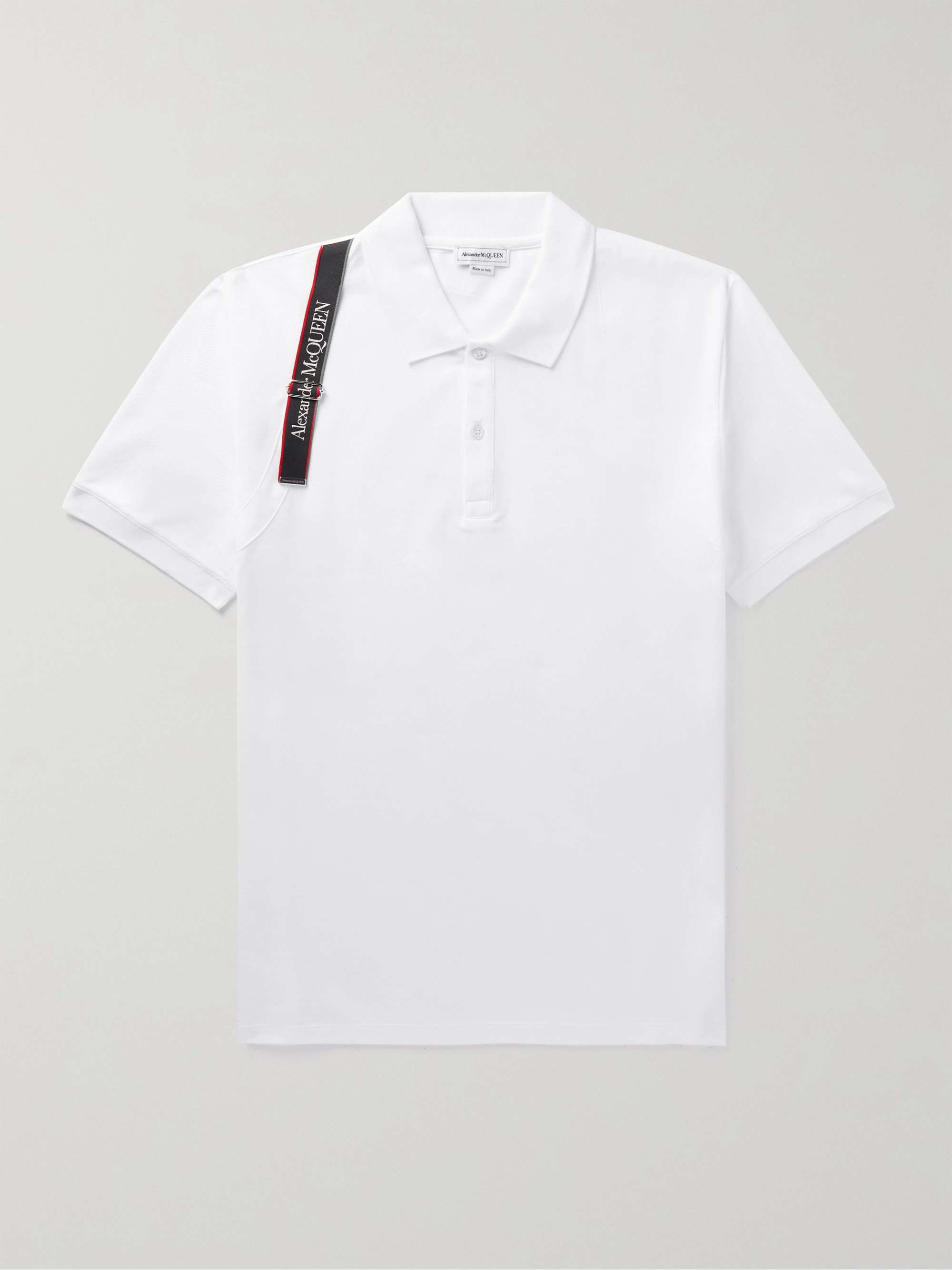 ALEXANDER MCQUEEN Harness-Detailed Cotton-Piqué Polo Shirt | MR PORTER