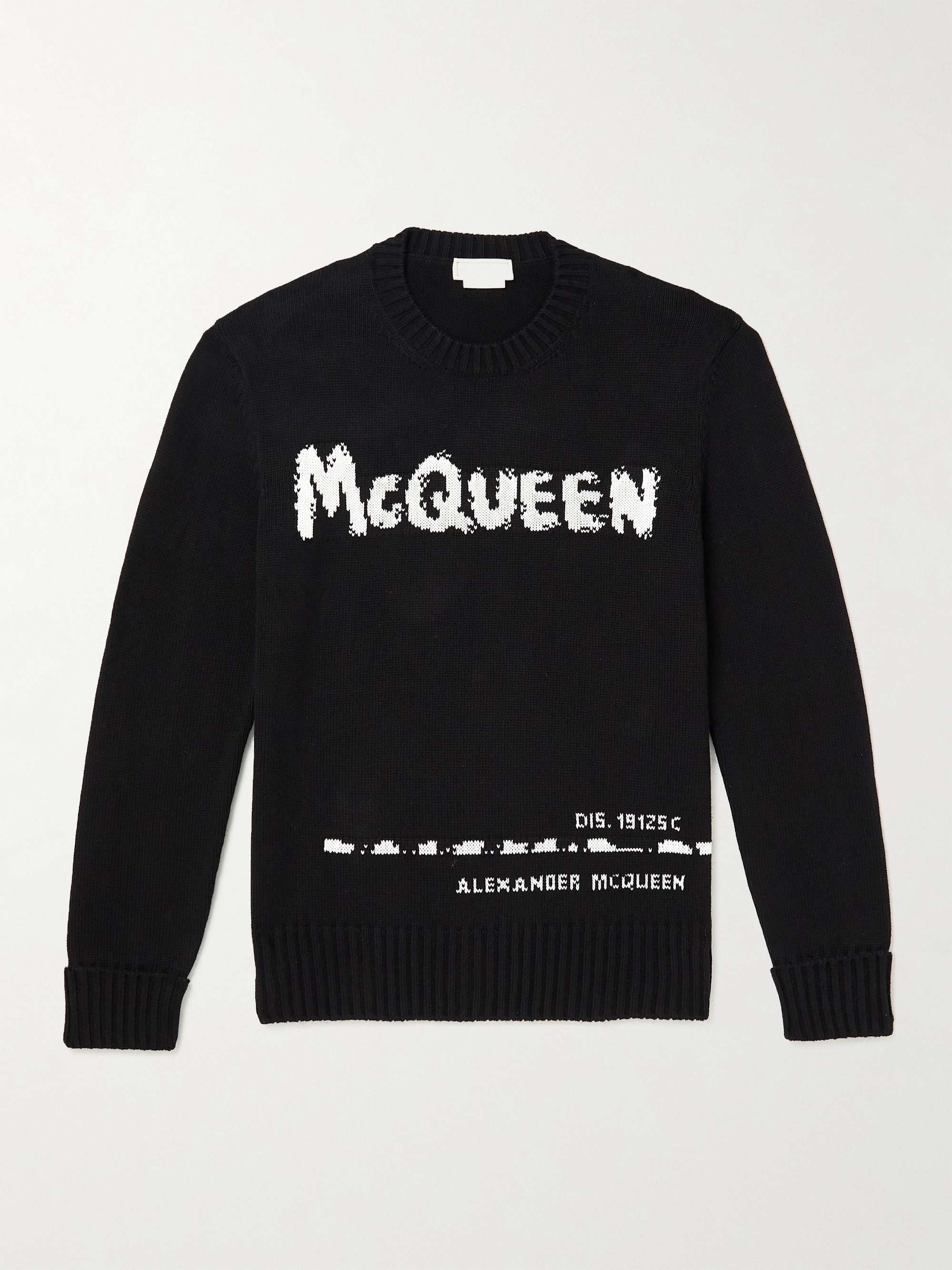 ALEXANDER MCQUEEN Logo-Intarsia Cotton Sweater for Men | MR PORTER