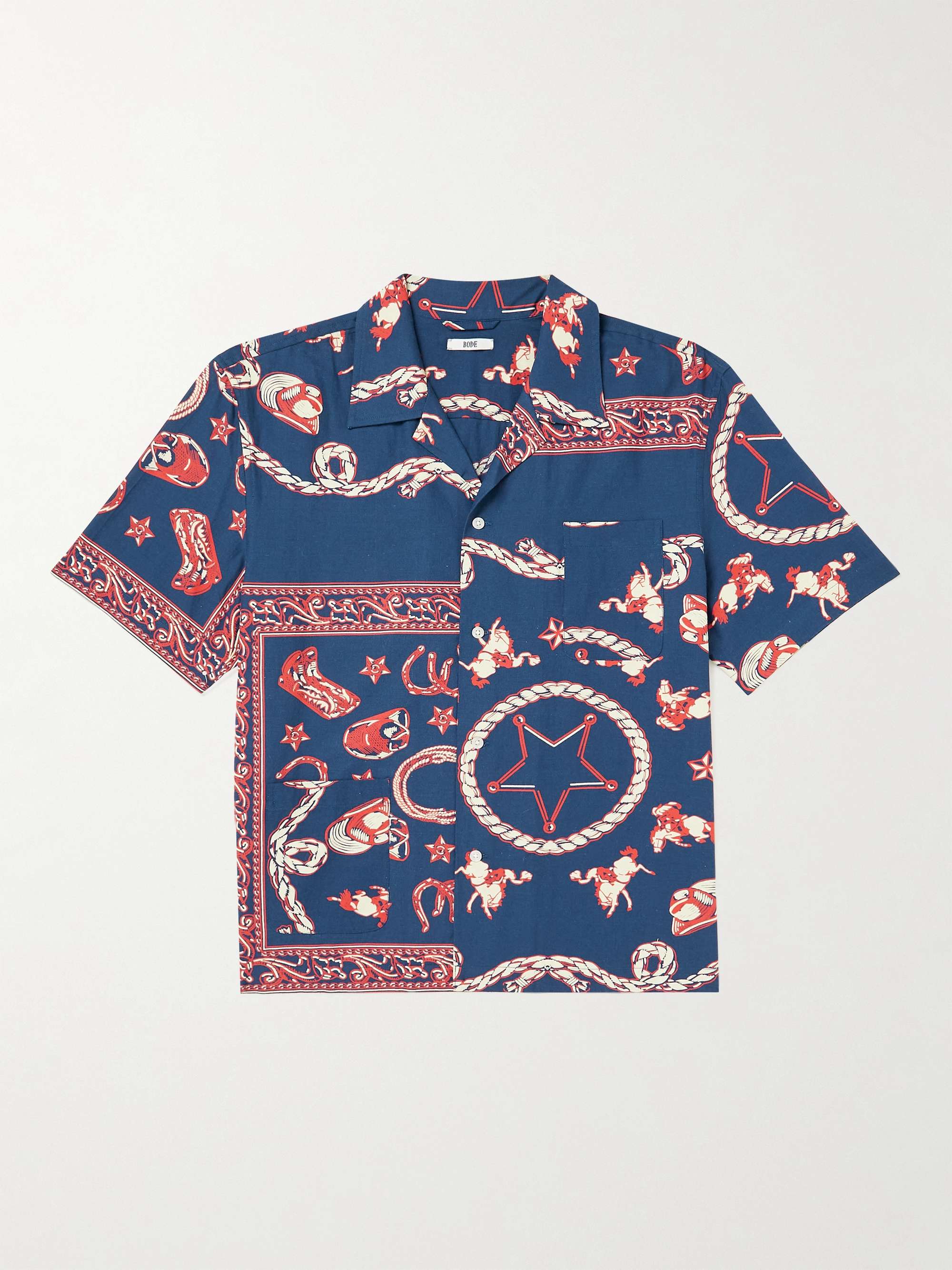 BODE Camp-Collar Printed Cotton-Voile Shirt for Men | MR PORTER