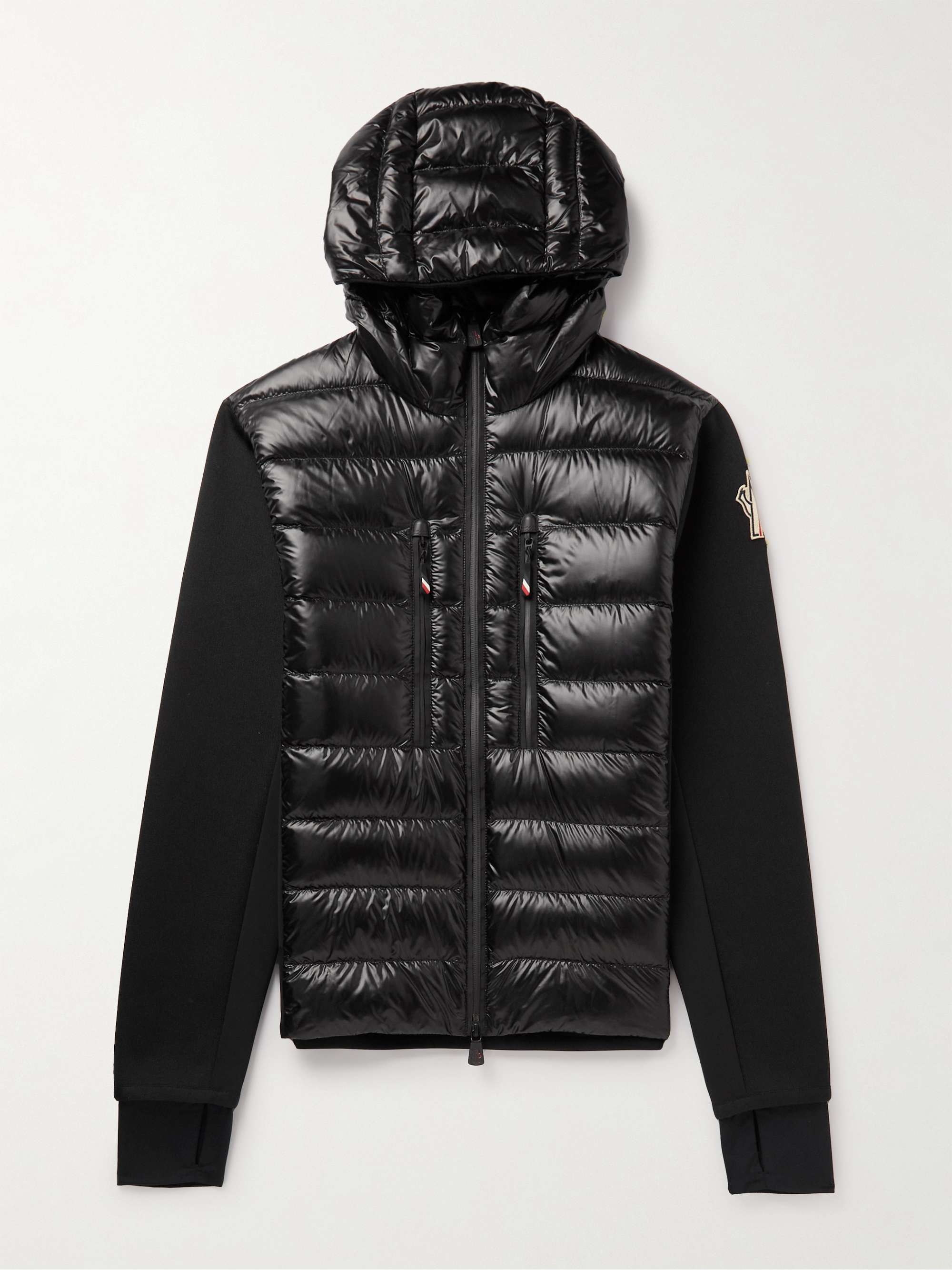Black Quilted Shell-Panelled Jersey Hooded Down Jacket | MONCLER GRENOBLE |  MR PORTER