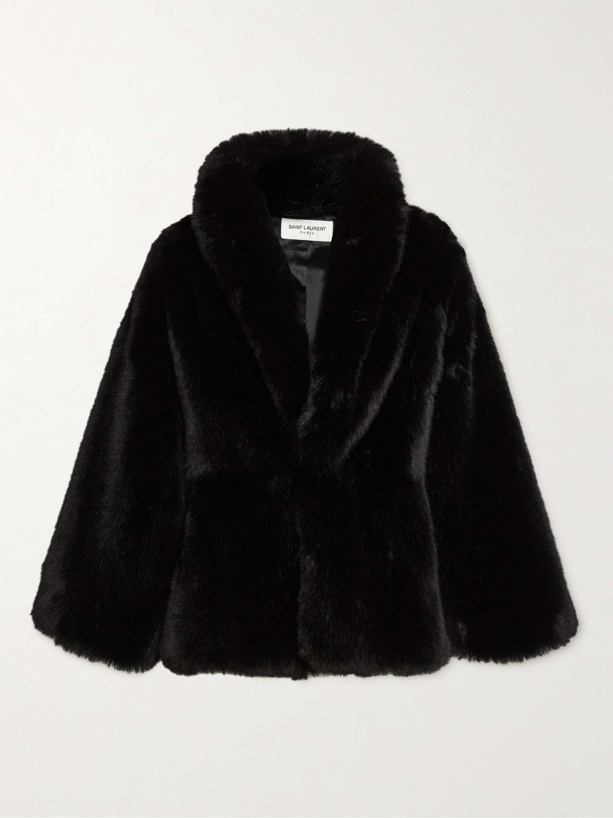 Black Faux Fur Coat | SAINT LAURENT | MR PORTER
