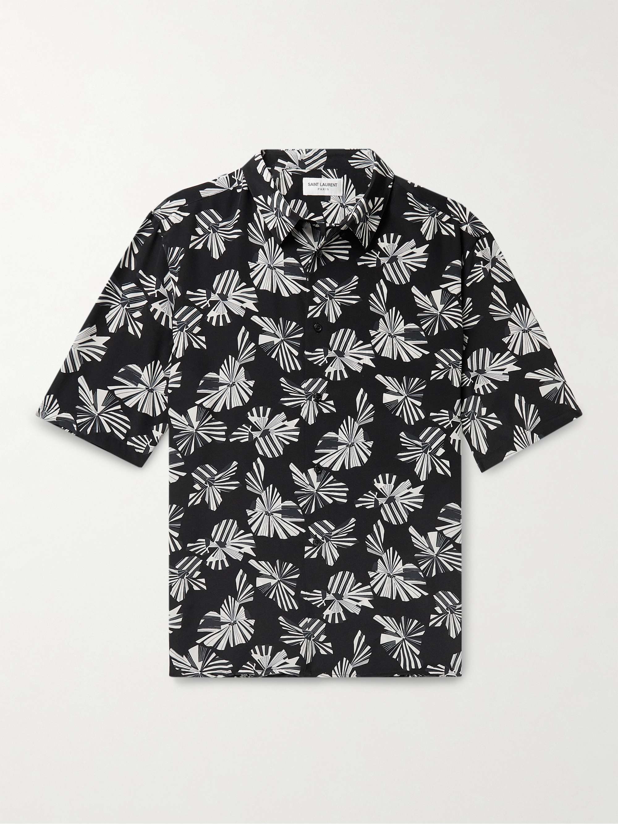 SAINT LAURENT Printed Silk-Chemise Polo Shirt for Men | MR PORTER