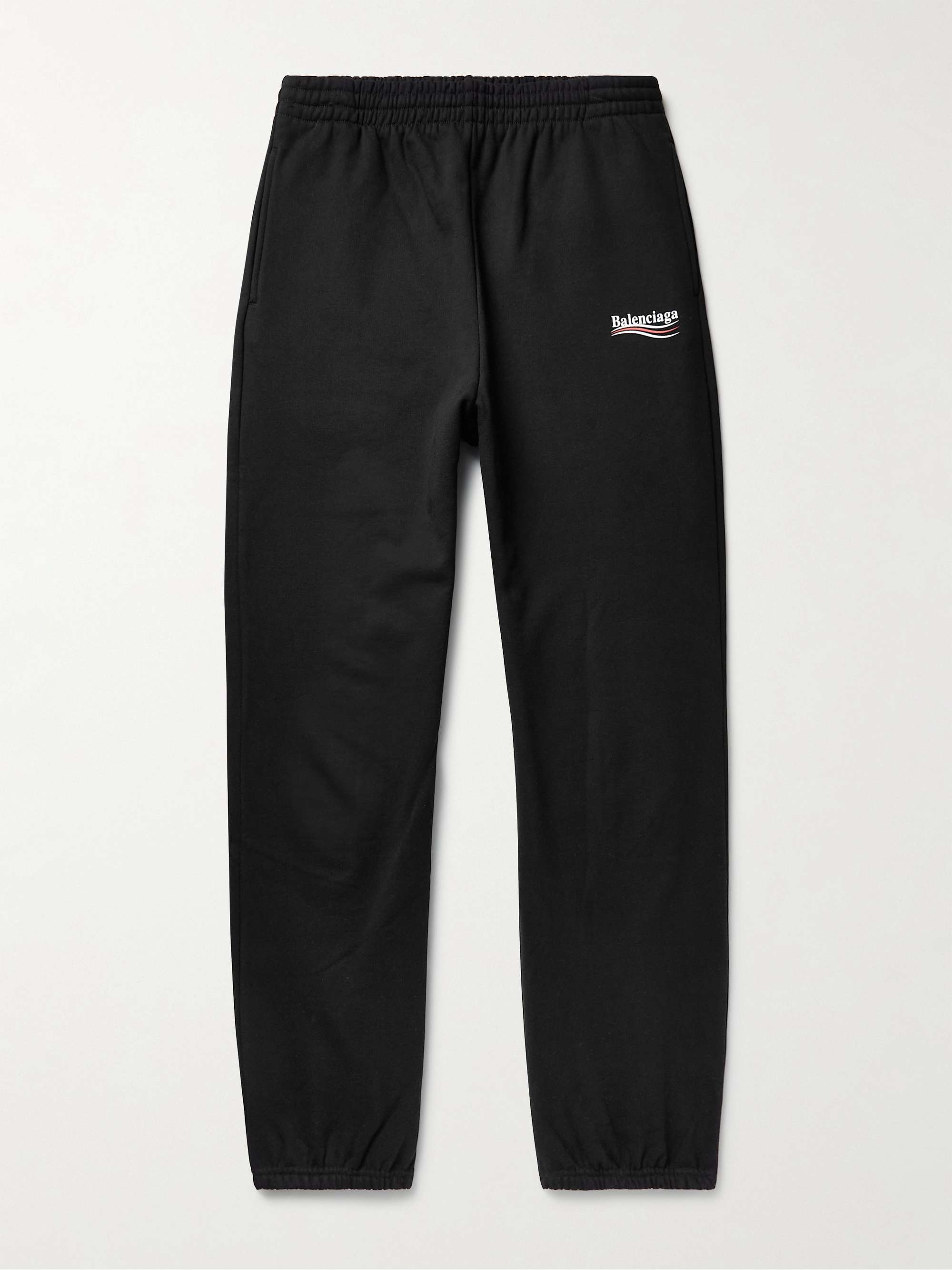 Black Straight-Leg Logo-Print Cotton-Jersey Sweatpants | BALENCIAGA | MR  PORTER