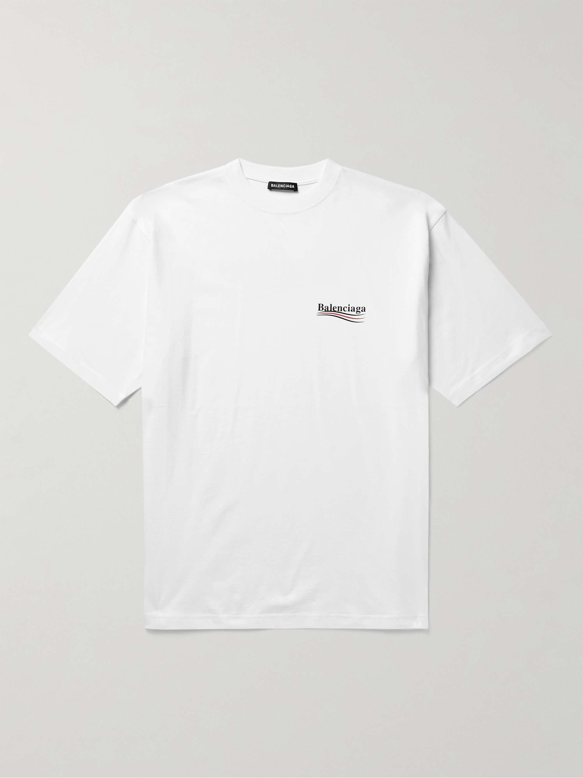 White Oversized Logo-Print Cotton-Jersey T-Shirt | BALENCIAGA | MR PORTER