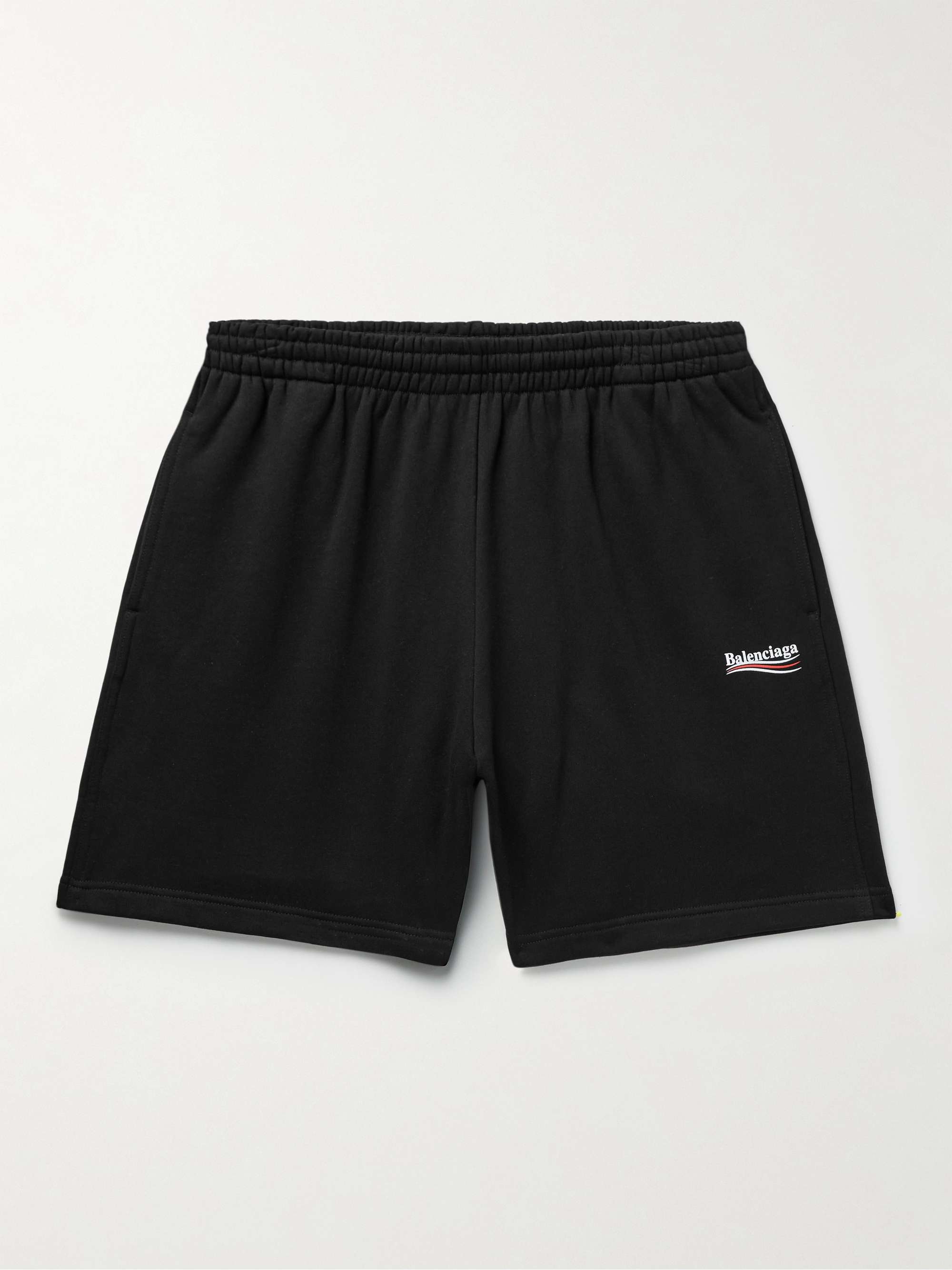 BALENCIAGA Wide-Leg Logo-Print Cotton-Jersey Shorts | MR PORTER