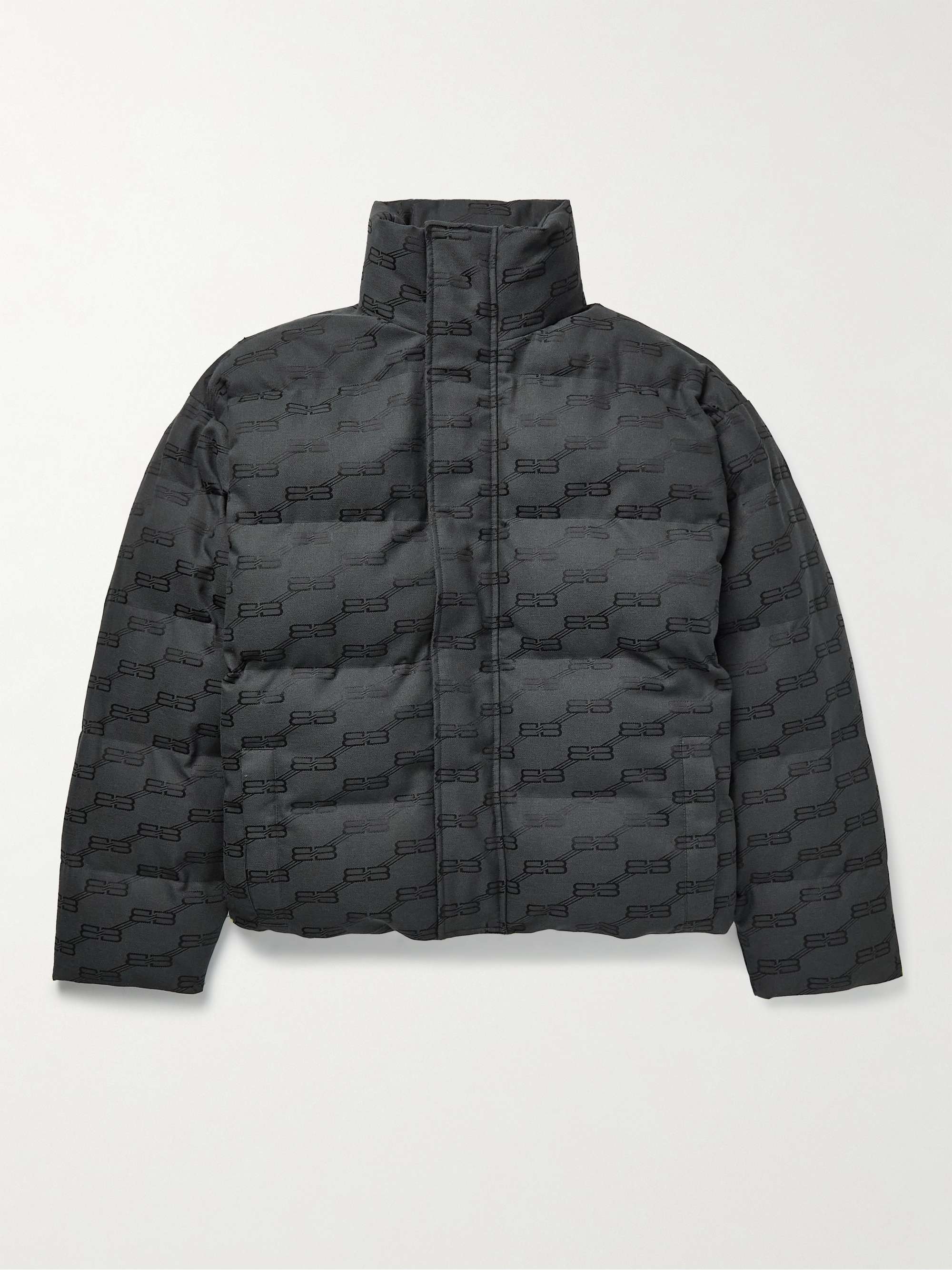Black Oversized Padded Logo-Jacquard Cotton-Blend Jacket | BALENCIAGA | MR  PORTER