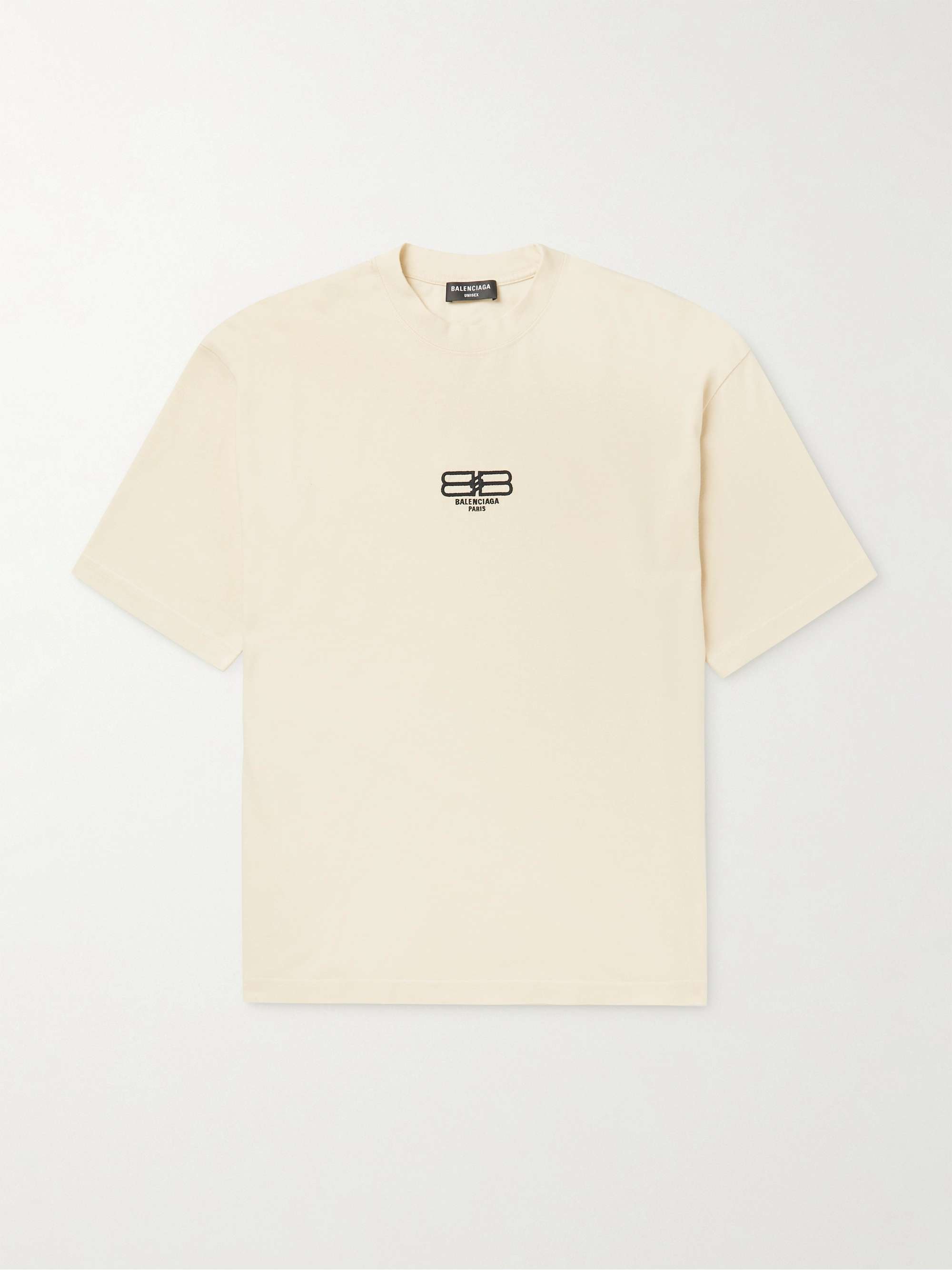 BALENCIAGA BB Paris Logo-Embroidered Organic Cotton-Jersey T-Shirt | MR  PORTER