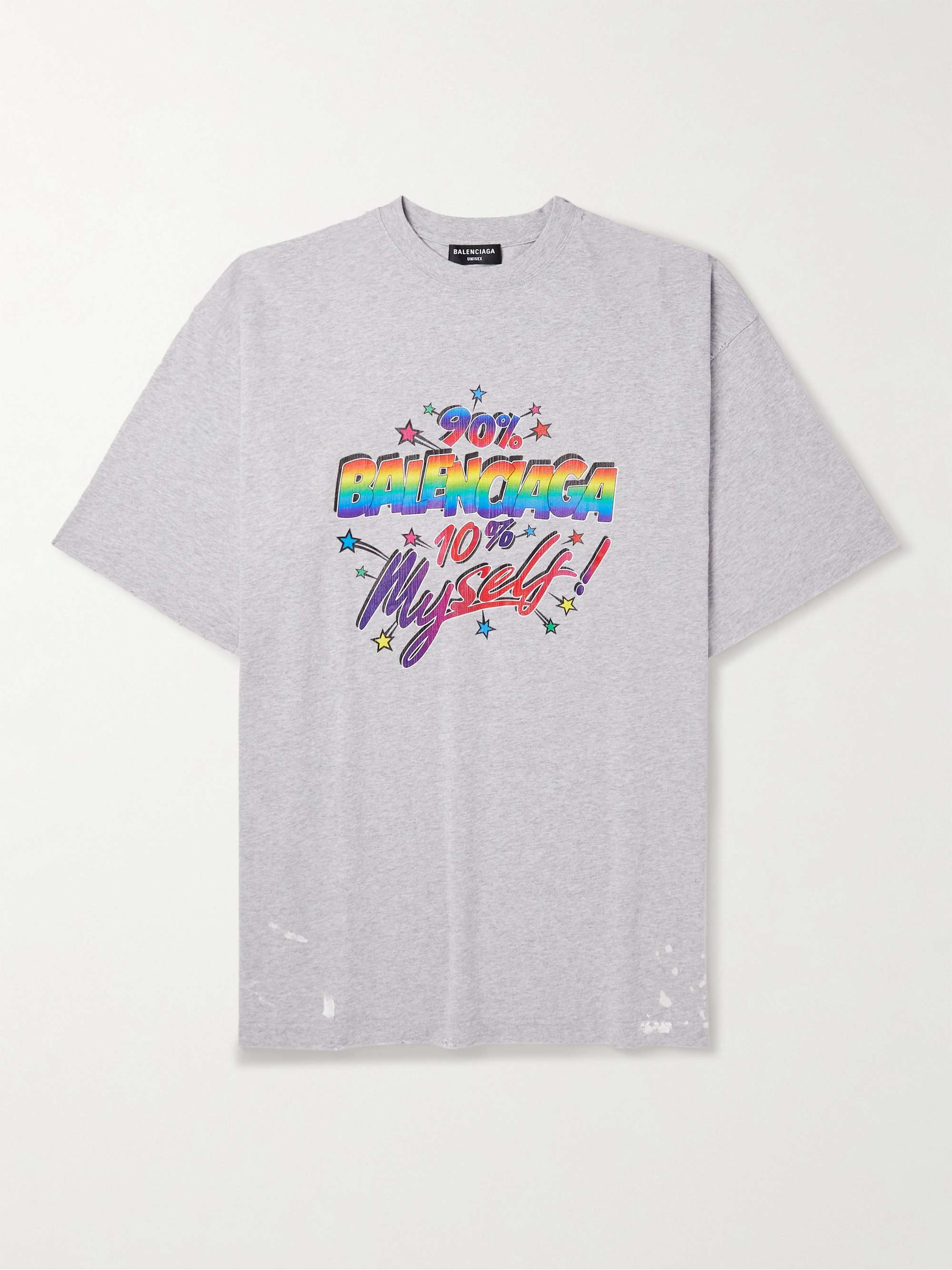 BALENCIAGA 90/10 Logo-Print Distressed Organic Cotton-Jersey T-Shirt | MR  PORTER