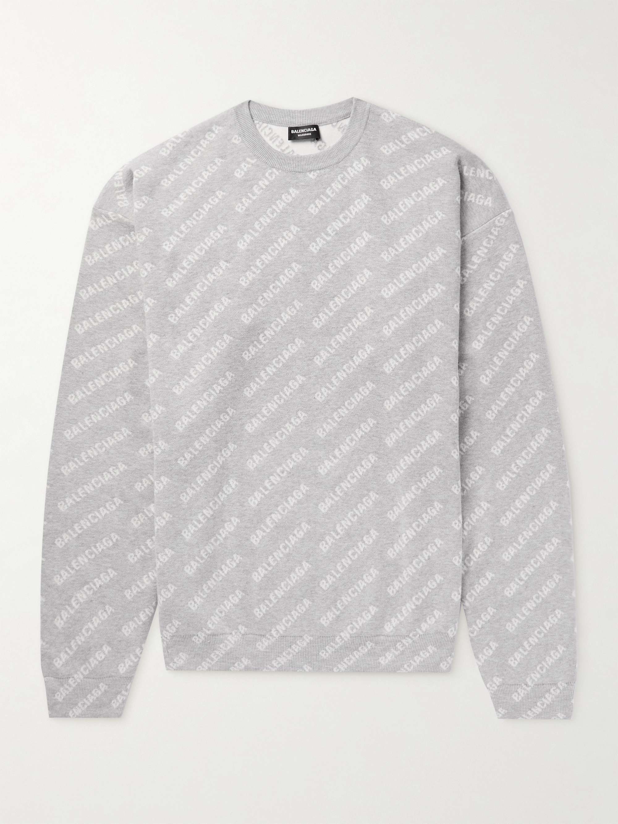 Gray Logo-Jacquard Knitted Sweater | BALENCIAGA | MR PORTER