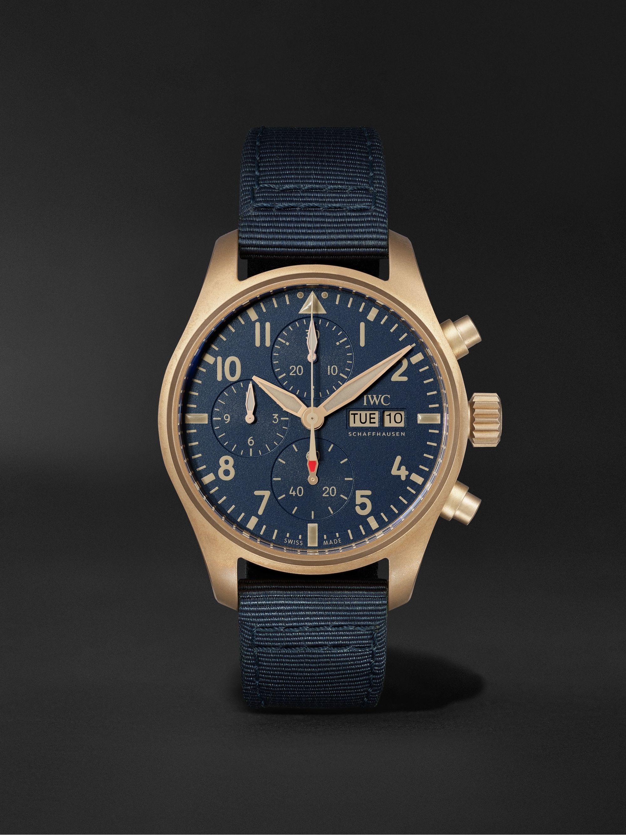 IWC SCHAFFHAUSEN Pilot's Automatic Chronograph 41mm Bronze and Textile  Watch, Ref. No. IW388109 for Men | MR PORTER